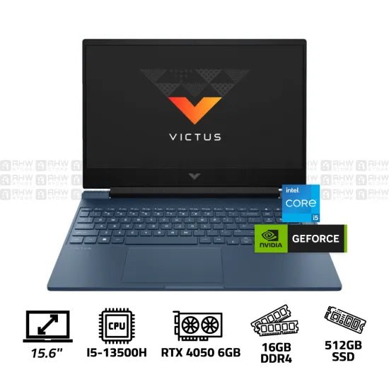 HP VICTUS 15 FA1035NE Laptop Core i5 - 13500H 16GB DDR4 512GB SSD RTX 4050 6GB 15.6" FHD 144Hz Blue - AHW Store