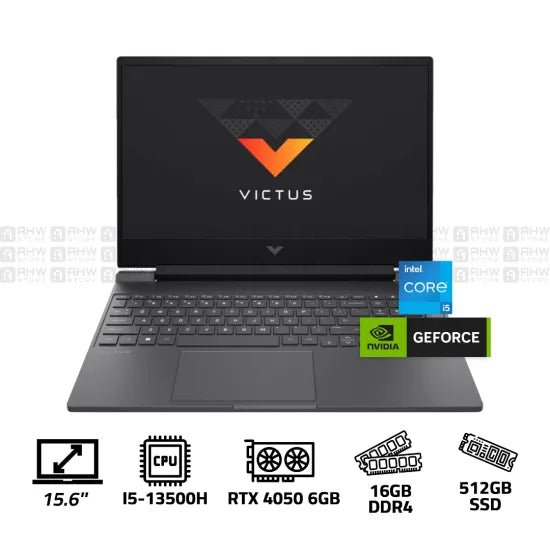 HP VICTUS 15 FA1036NE Laptop Core I5 - 13500H 16GB DDR4 512GB SSD RTX 4050 6GB 15.6" FHD 144Hz Silver - AHW Store
