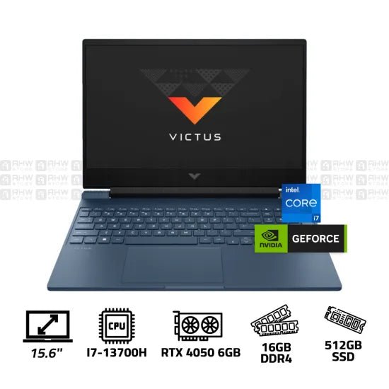 HP VICTUS 15 FA1096 Laptop Core I7 - 13700H 16GB DDR4 512GB SSD RTX 4050 6GB 15.6" FHD 144Hz Blue - AHW Store