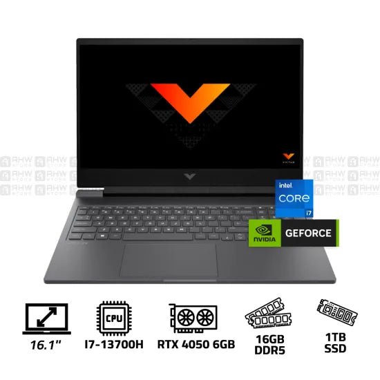 HP VICTUS 16 R0045NE Laptop Core I7 - 13700H 16GB DDR5 1TB SSD RTX 4050 6GB 16.1" FHD 144Hz Silver - AHW Store
