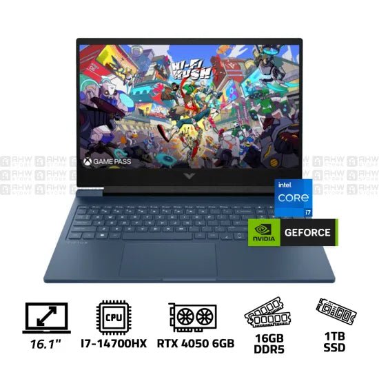 HP VICTUS 16 r1046ne Laptop Core I7 - 14700HX 16GB DDR5 1TB SSD RTX 4050 6GB 16.1" FHD 144Hz Blue - AHW Store