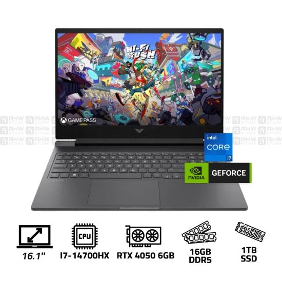 HP VICTUS16 - R1048 CORE I7 - 14700HX - 20 CORES - 16G DDR5 \ 1T SSD \ RTX 4060 8G \ 16.1 FHD - 144 HZ - SILVER - AHW Store
