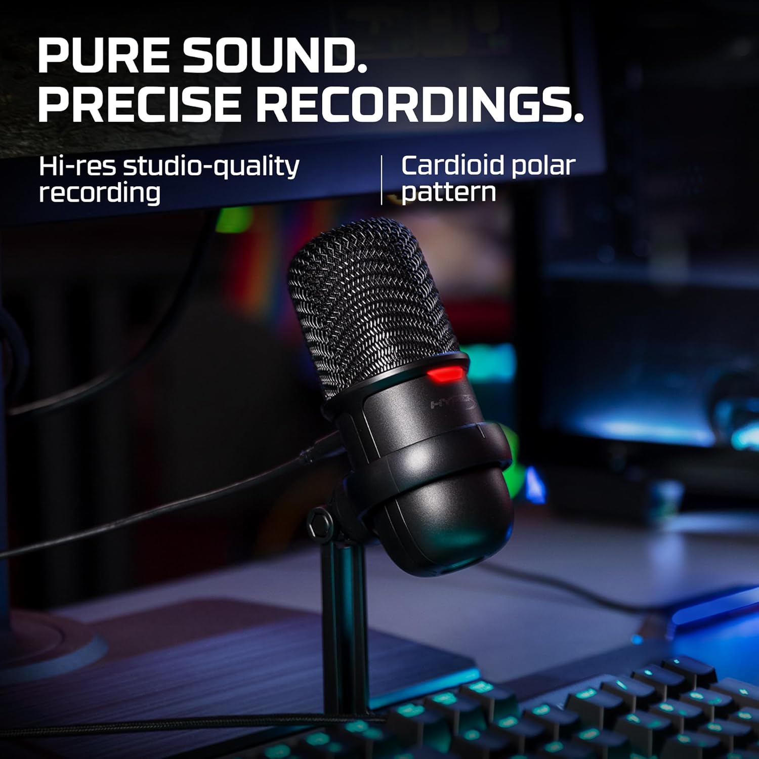 HYPERX SOLOCAST – USB CONDENSER GAMING MICROPHONE, FOR PC, PS4, AND MAC, TAP - TO - MUTE SENSOR, CARDIOI - AHW Store