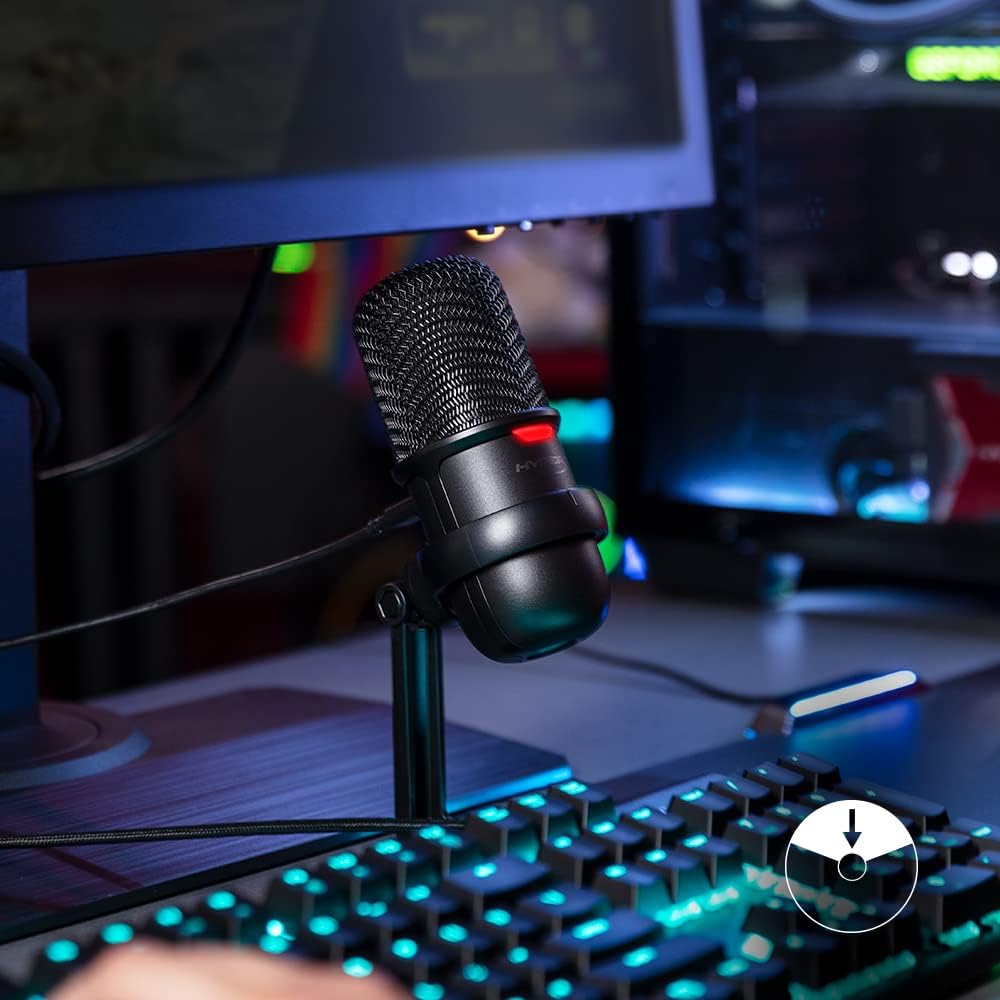 HYPERX SOLOCAST – USB CONDENSER GAMING MICROPHONE, FOR PC, PS4, AND MAC, TAP - TO - MUTE SENSOR, CARDIOI - AHW Store