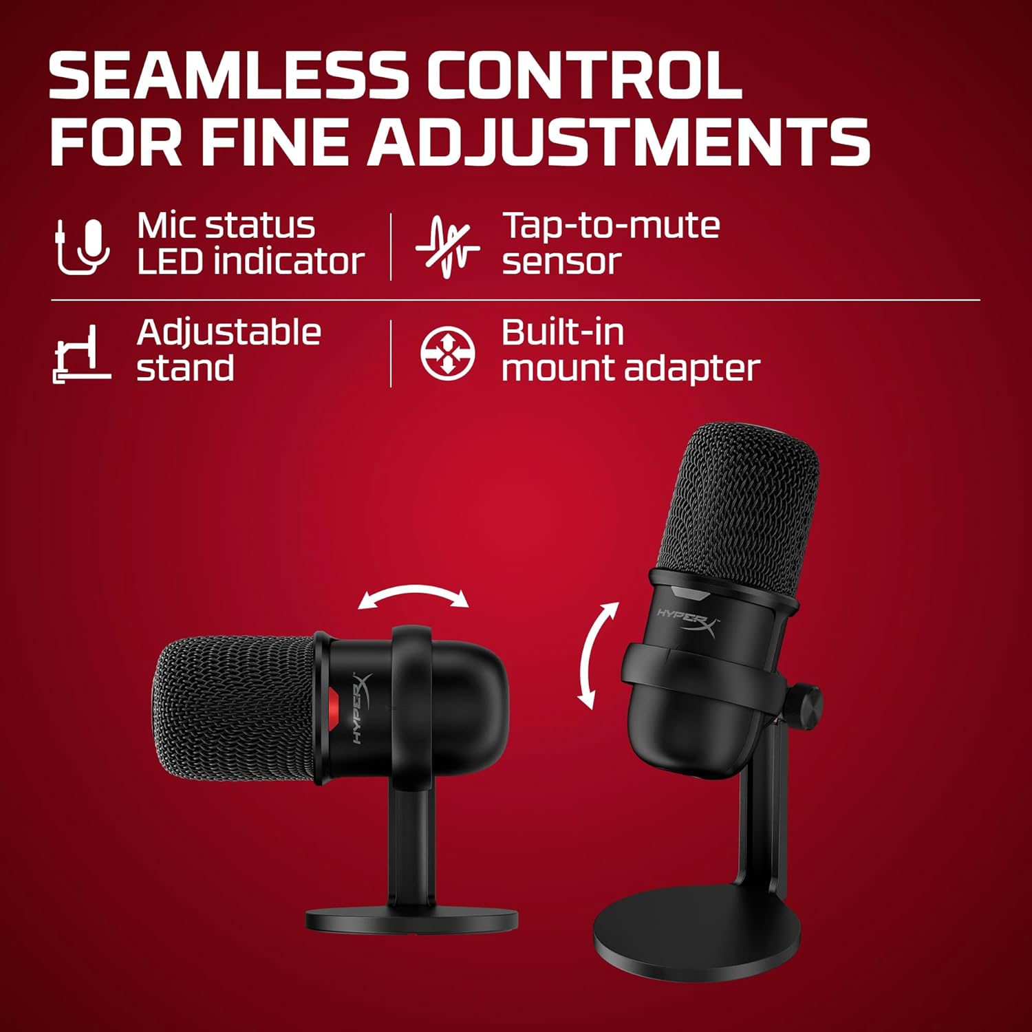 HYPERX SOLOCAST – USB CONDENSER GAMING MICROPHONE, FOR PC, PS4, AND MAC, TAP - TO - MUTE SENSOR, CARDIOI - AHW Store