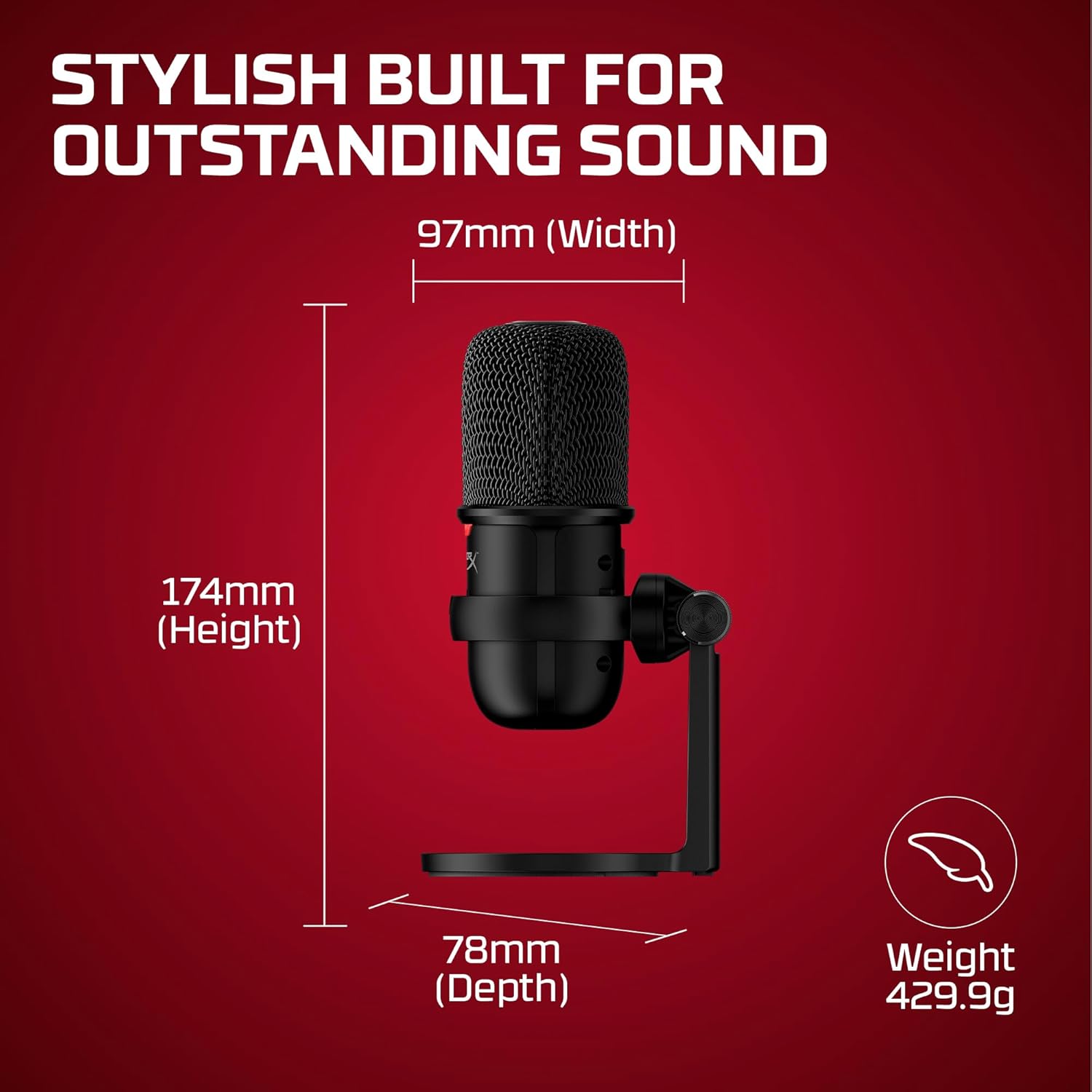 HYPERX SOLOCAST – USB CONDENSER GAMING MICROPHONE, FOR PC, PS4, AND MAC, TAP - TO - MUTE SENSOR, CARDIOI - AHW Store