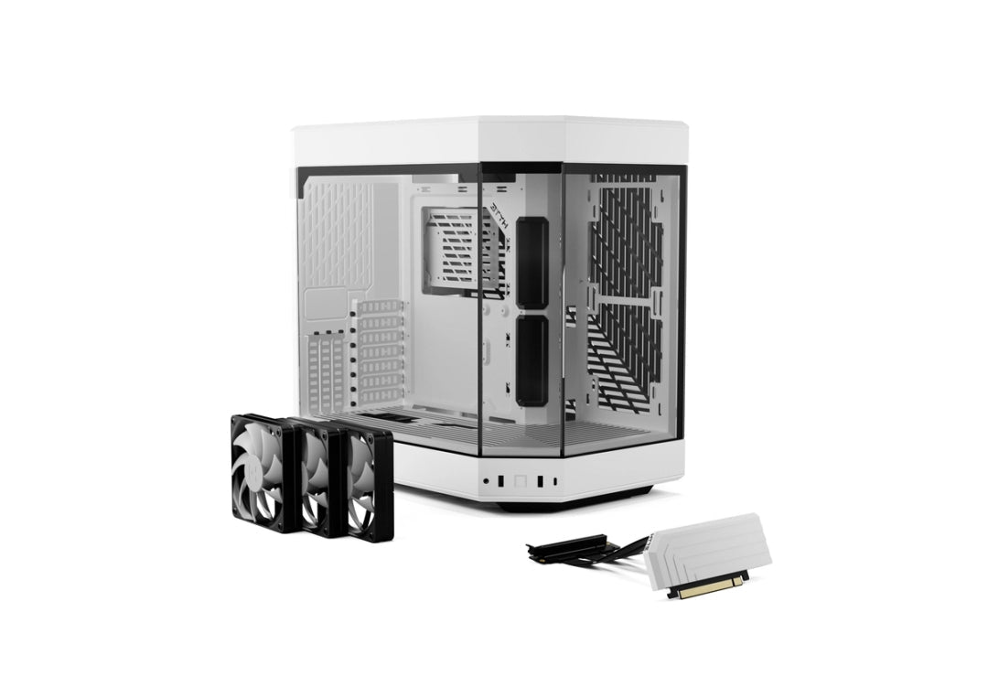HYTE Y60 Modern Aesthetic Dual Chamber Panoramic Tempered Glass Mid-Tower ATX Computer Gaming Case with PCIE 4.0 Riser Cable Included, Snow White (CS-HYTE-Y60-WW) - AHW Store