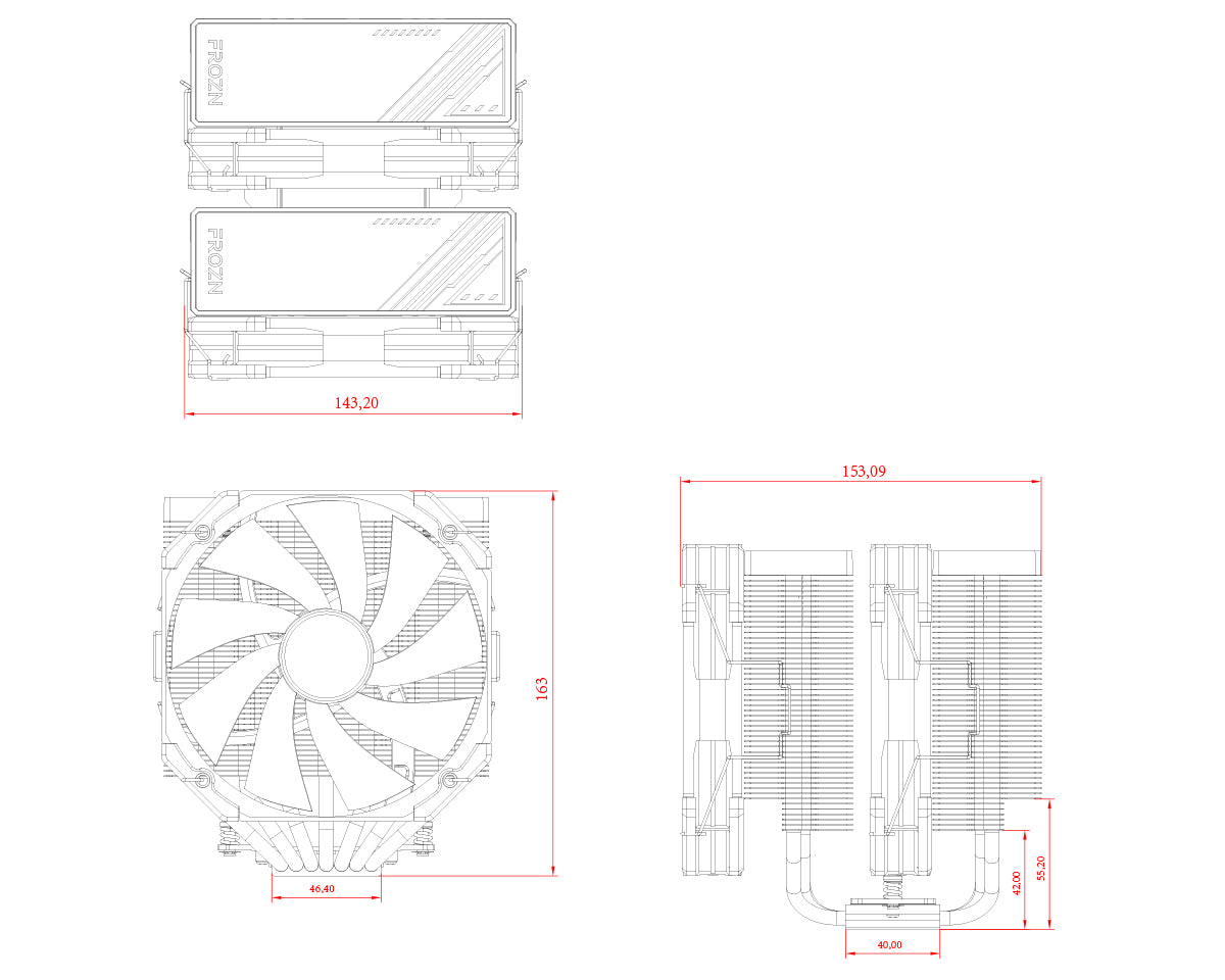 ID-COOLING FROZN A720 7 Heatpipe Dual Tower With 2 140mm FDB Fan Black Air Cpu Cooler