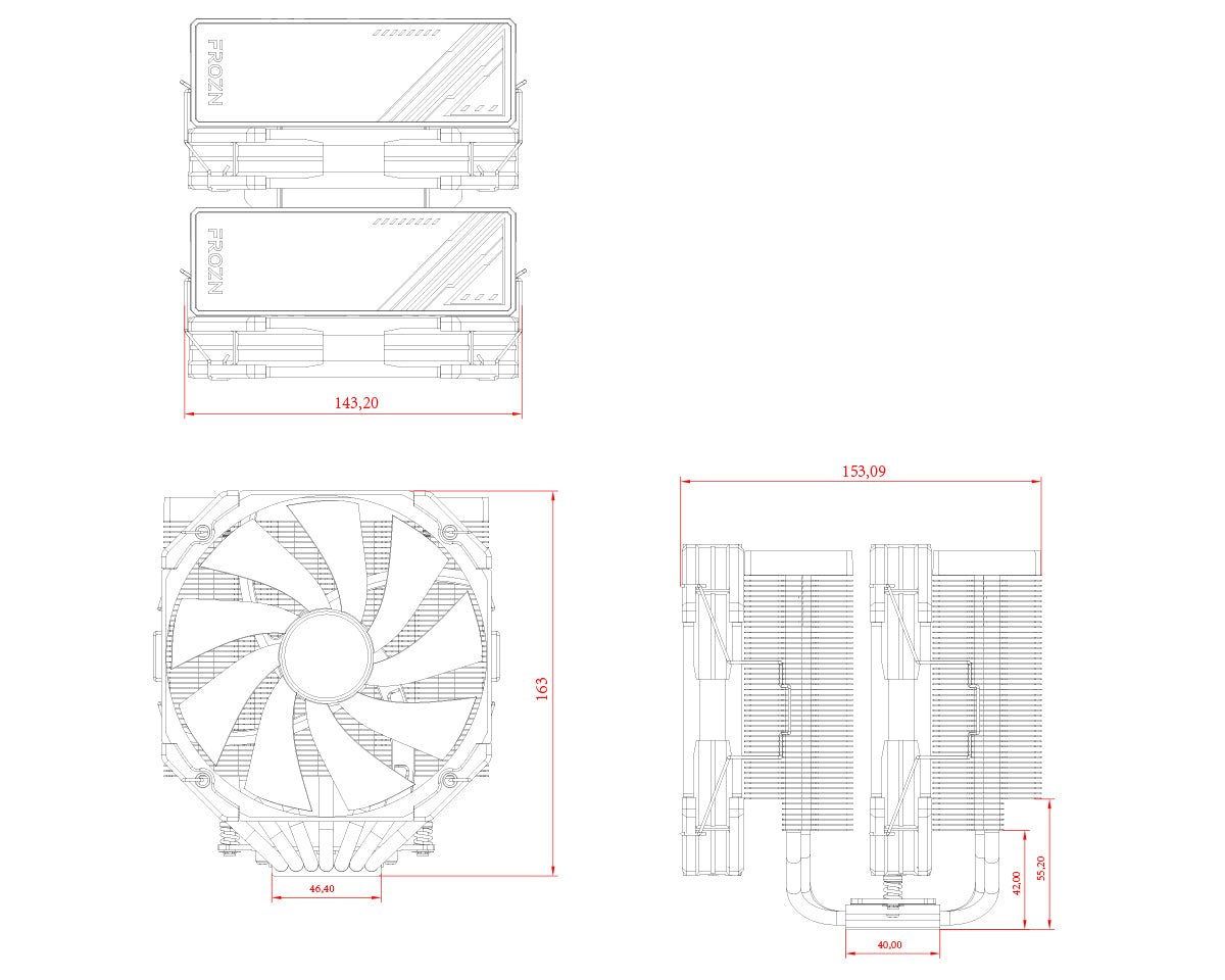 ID-COOLING FROZN A720 7 Heatpipe Dual Tower With 2 140mm FDB Fan Black Air Cpu Cooler - AHW Store