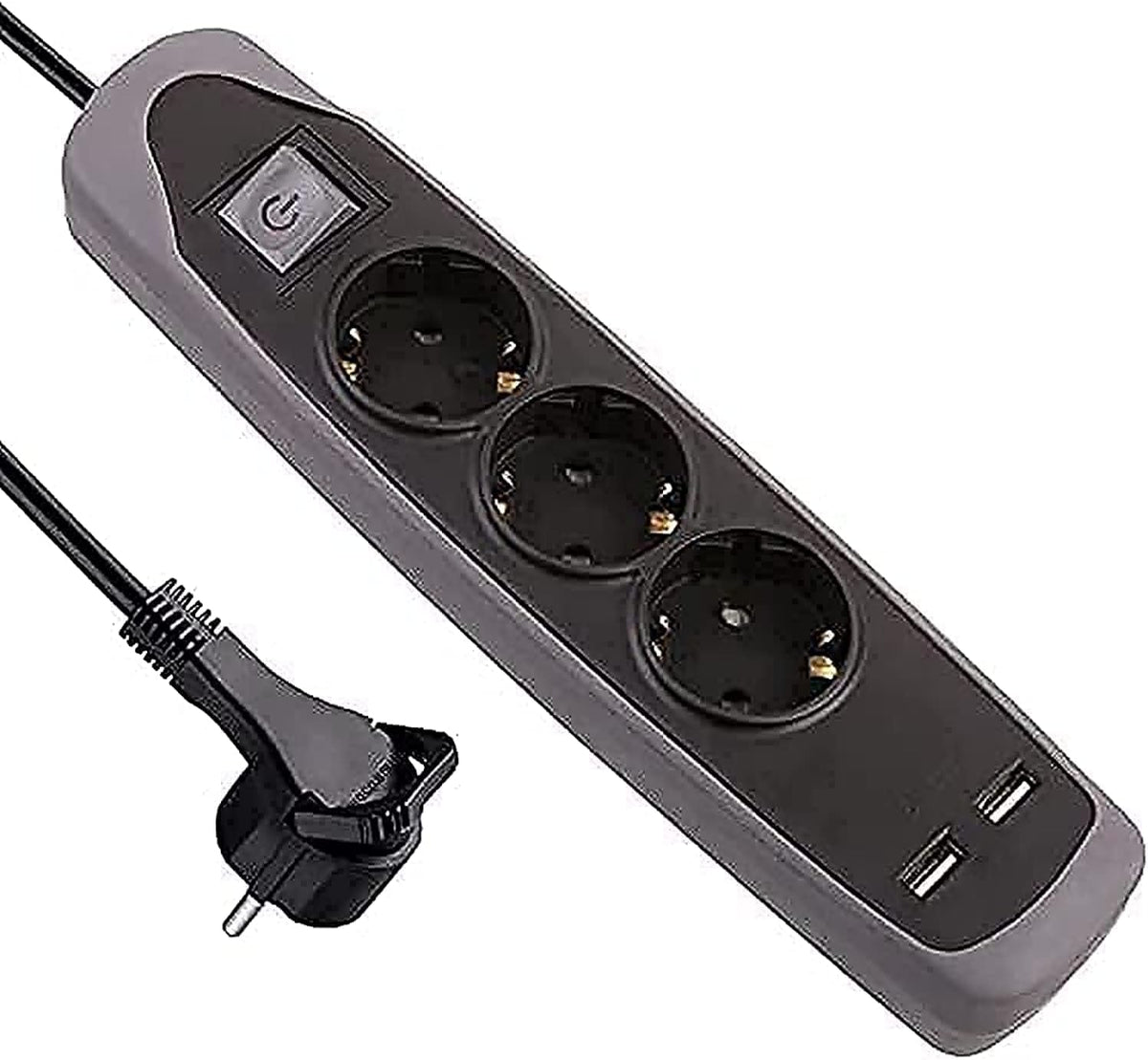 iLOCK Power Strip 3 Outlets and 2 USB - Black - AHW Store