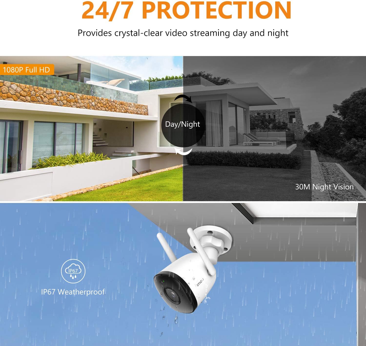 Imou Security Camera Outdoor 1080P, AI Human Motion Detection, IP67 Weatherproof Bullet Camera, 30m - AHW Store
