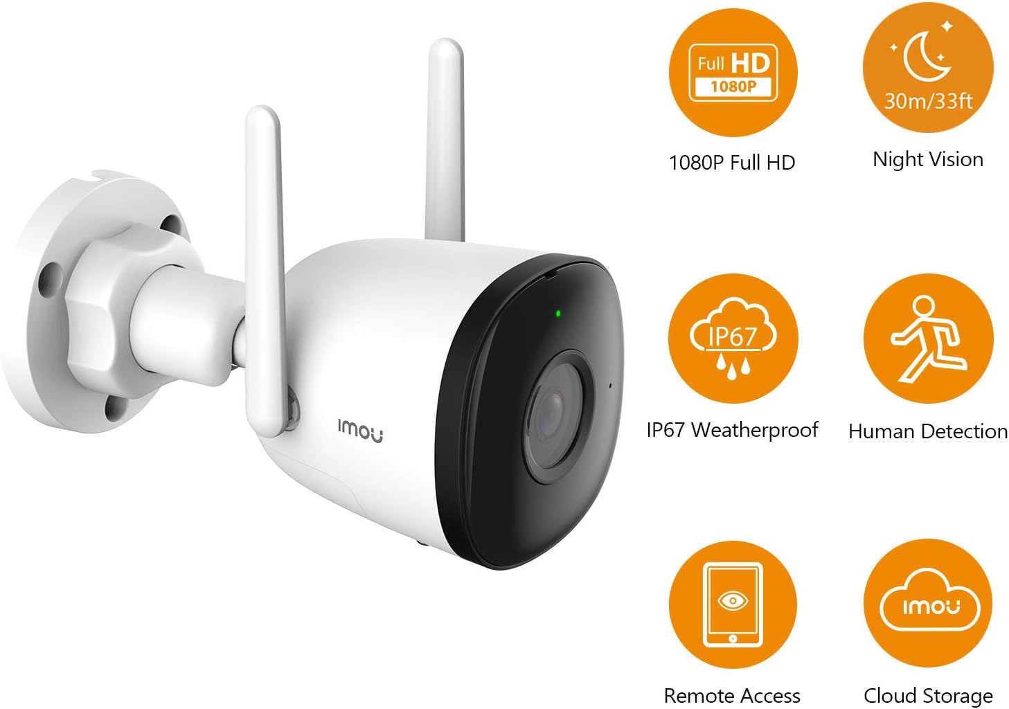 Imou Security Camera Outdoor 1080P, AI Human Motion Detection, IP67 Weatherproof Bullet Camera, 30m - AHW Store