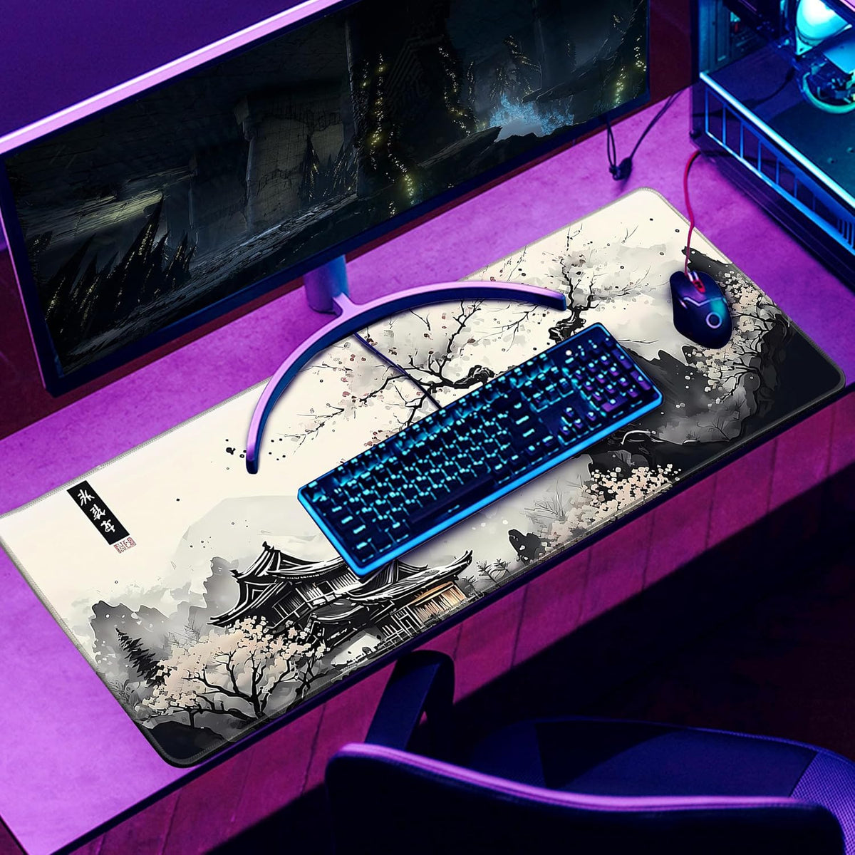 Japanese Cherry Blossom Large Gaming Mouse Pad 30 × 70 cm Desk Mat - AHW Store