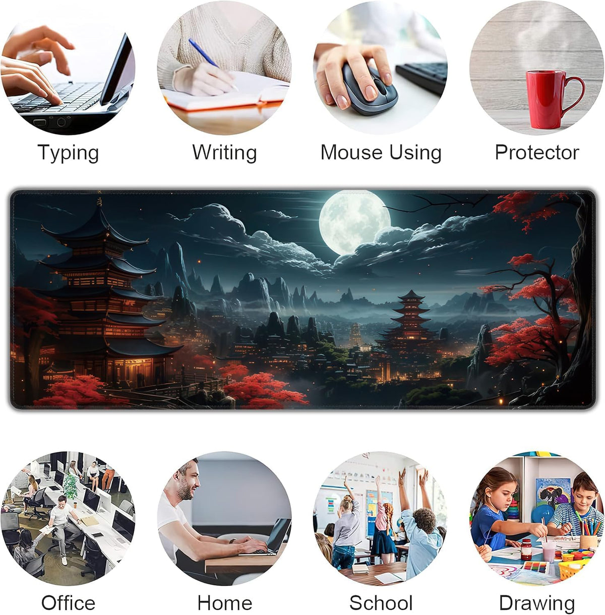 Japanese Full Moon XL Gaming Mouse Pad - AHW Store