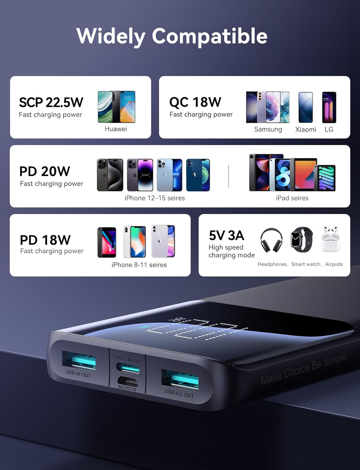 Joyroom JR - QP191 22.5W Power Bank 10000mAh With Large Digital Display Supports PD3.0,QC3.0 - Black 1 - AHW Store