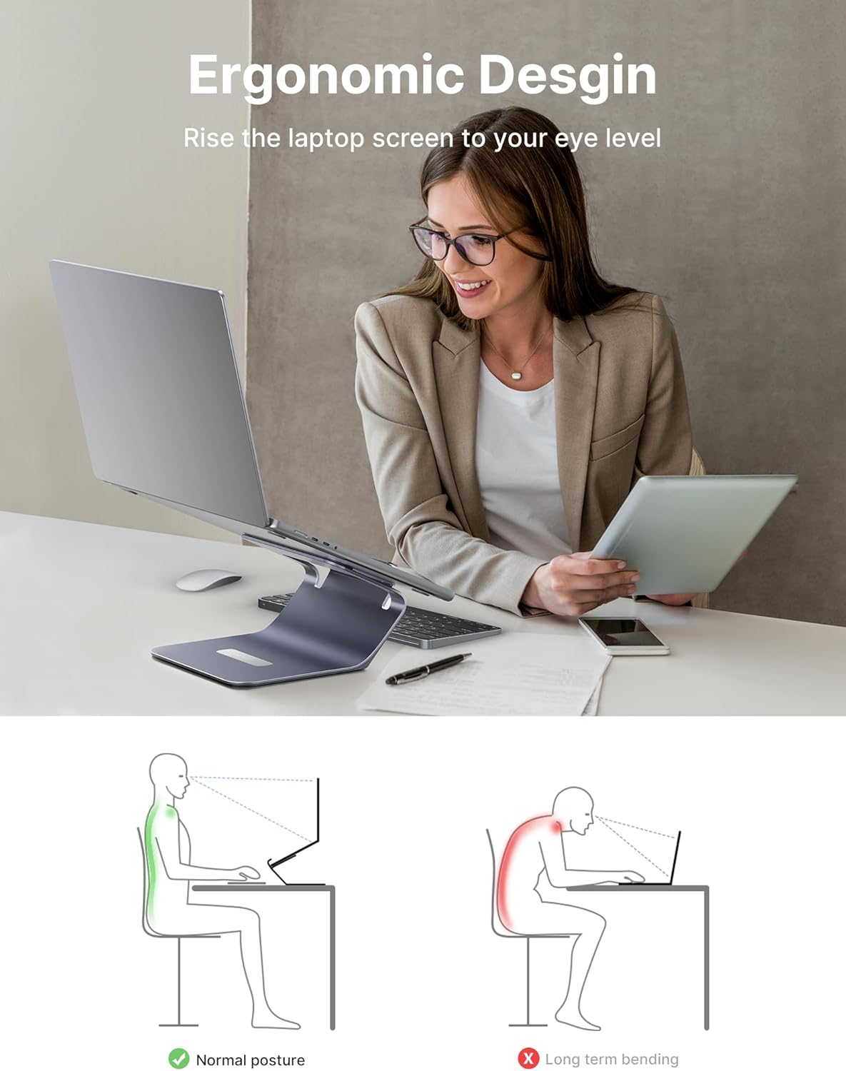 JSAUX 2-in-1 Aluminum Laptop Stand - AHW Store