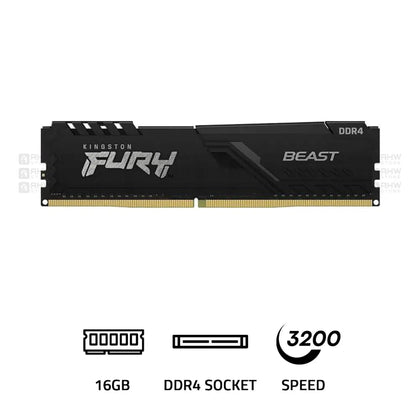 Kingston FURY Beast 16GB 3200MHz CL22 DDR4 RAM Black - AHW Store