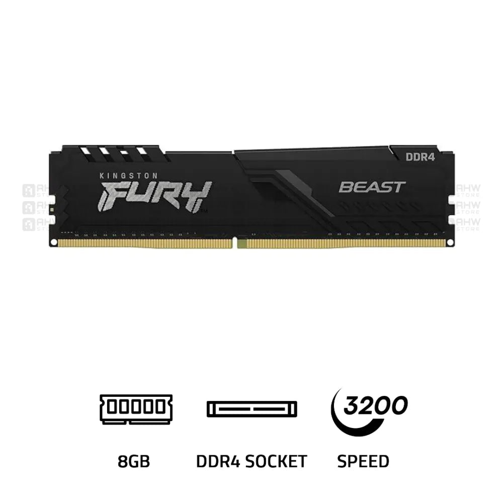Kingston FURY Beast 8GB 3200MHz CL16 DDR4 Black RAM - AHW Store
