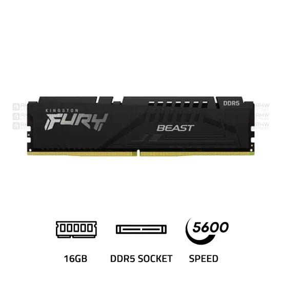Kingston Fury Beast DDR5 16GB 5600 MHz CL36 RAM Black - AHW Store