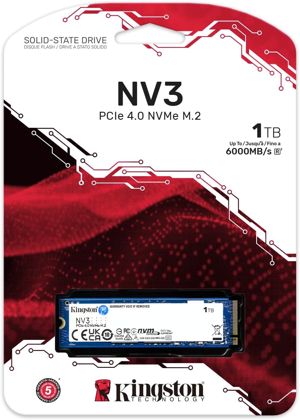 Kingston NV3 NVMe PCIe 4.0 Internal SSD 1TB M.2 2280 - SNV3S/1000G - AHW Store