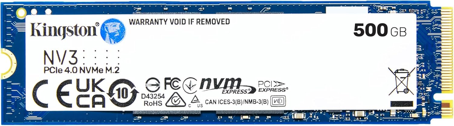 Kingston NV3 NVMe PCIe 4.0 Internal SSD 500GB M.2 2280 - SNV3S/500G - AHW Store