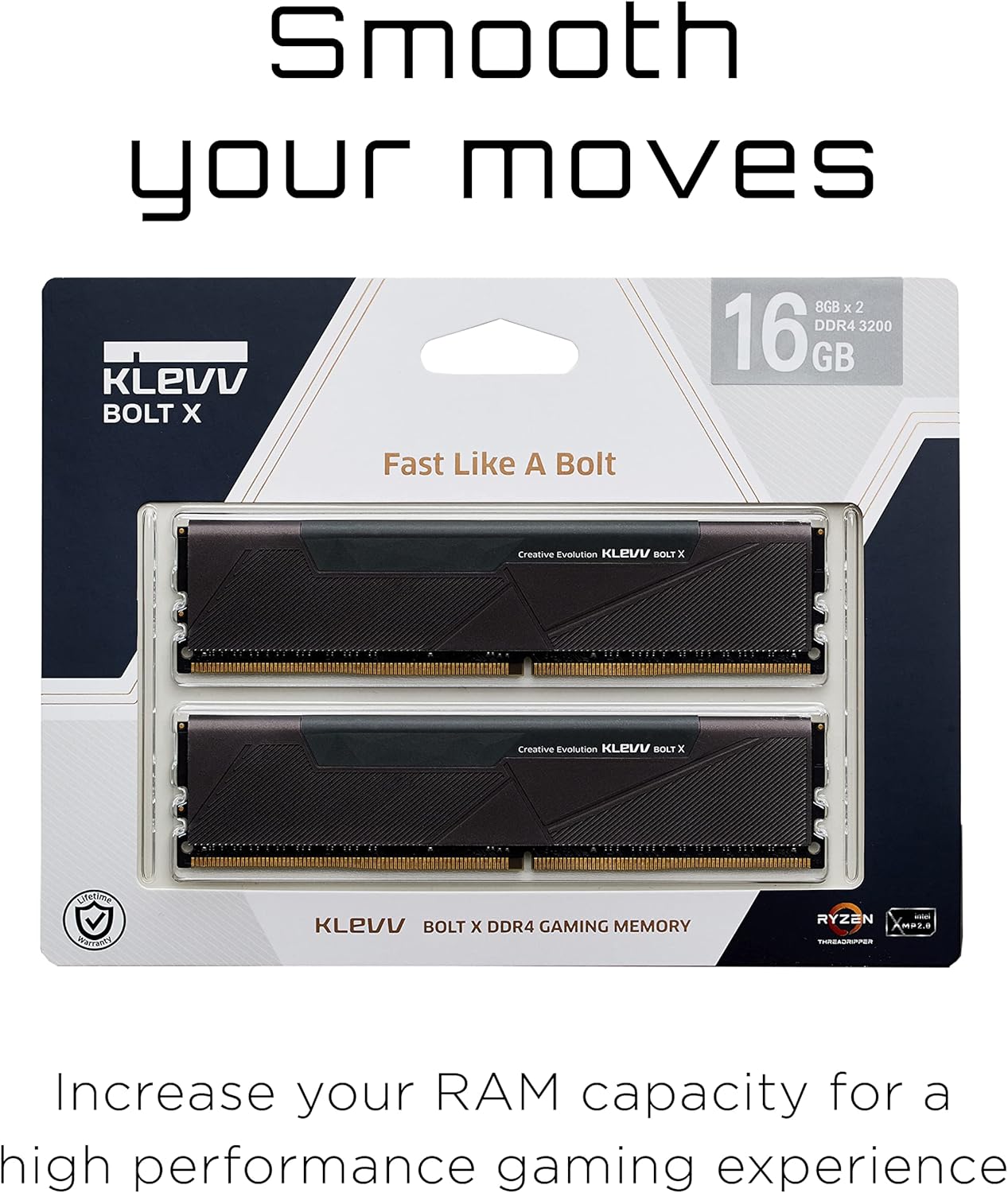 KLEVV BOLT X DDR4 16GB (2x8GB) 3200MHz CL16 1.35V Gaming Desktop Ram Memory SK Hynix Chip XMP 2.0 Re - AHW Store
