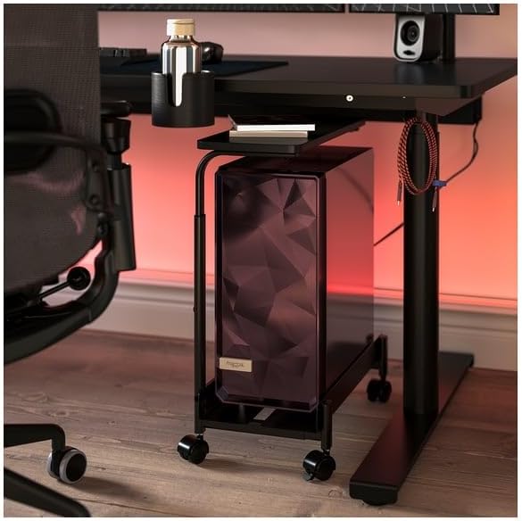 LANESPELARE Adjustable PC Case Cart with Shelf & Lockable Wheels – Black - AHW Store