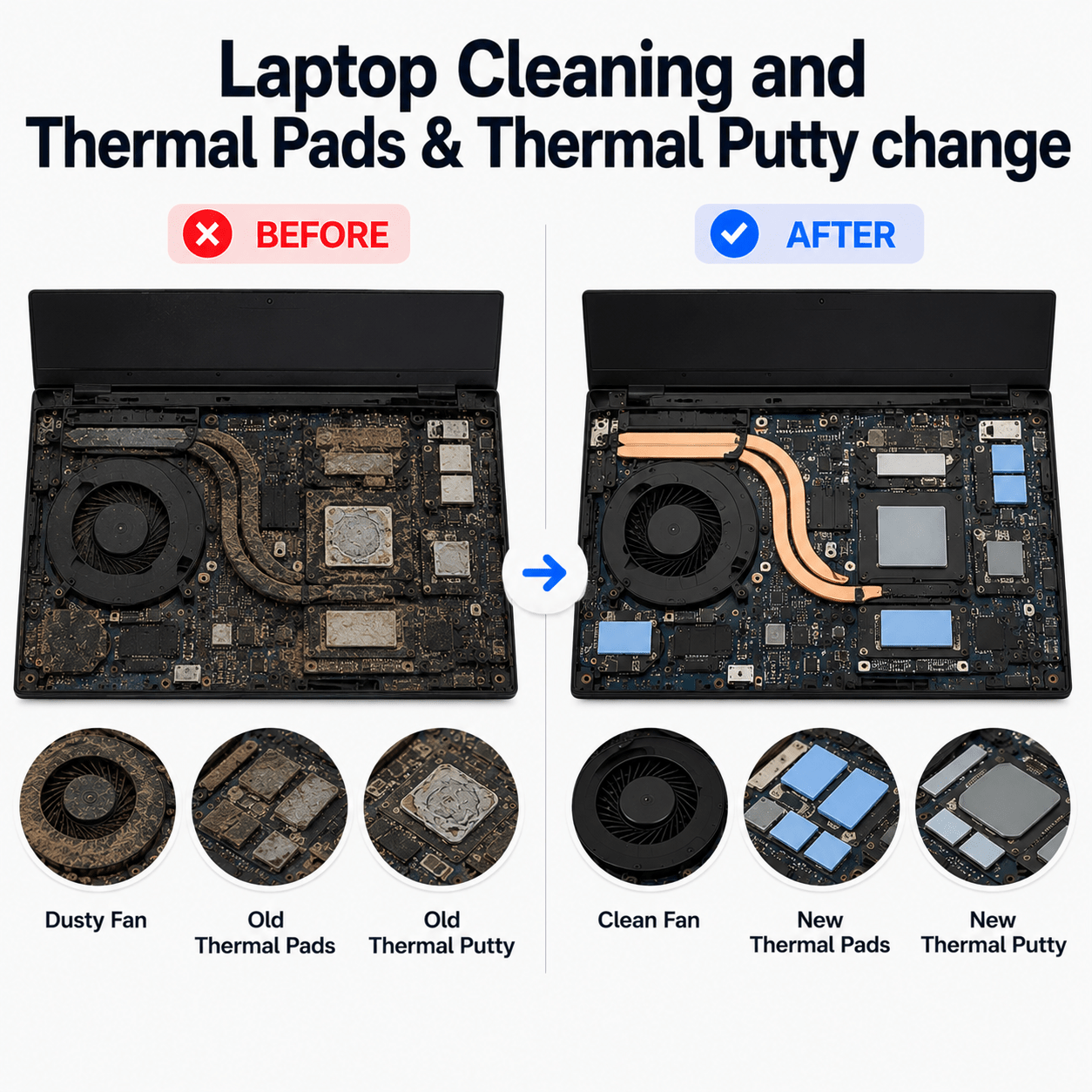 Laptop Cleaning and Thermal Pads & Thermal Putty change - AHW Store