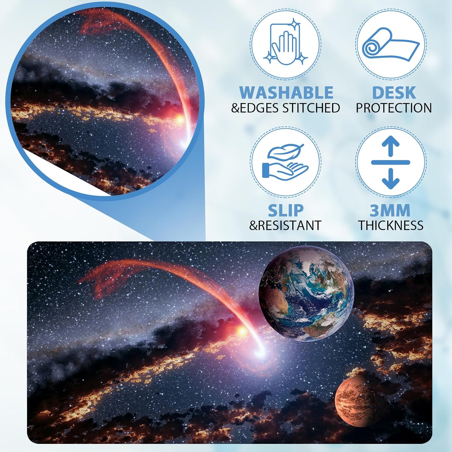 Large Earth Galaxy Gaming Mouse Pad - AHW Store