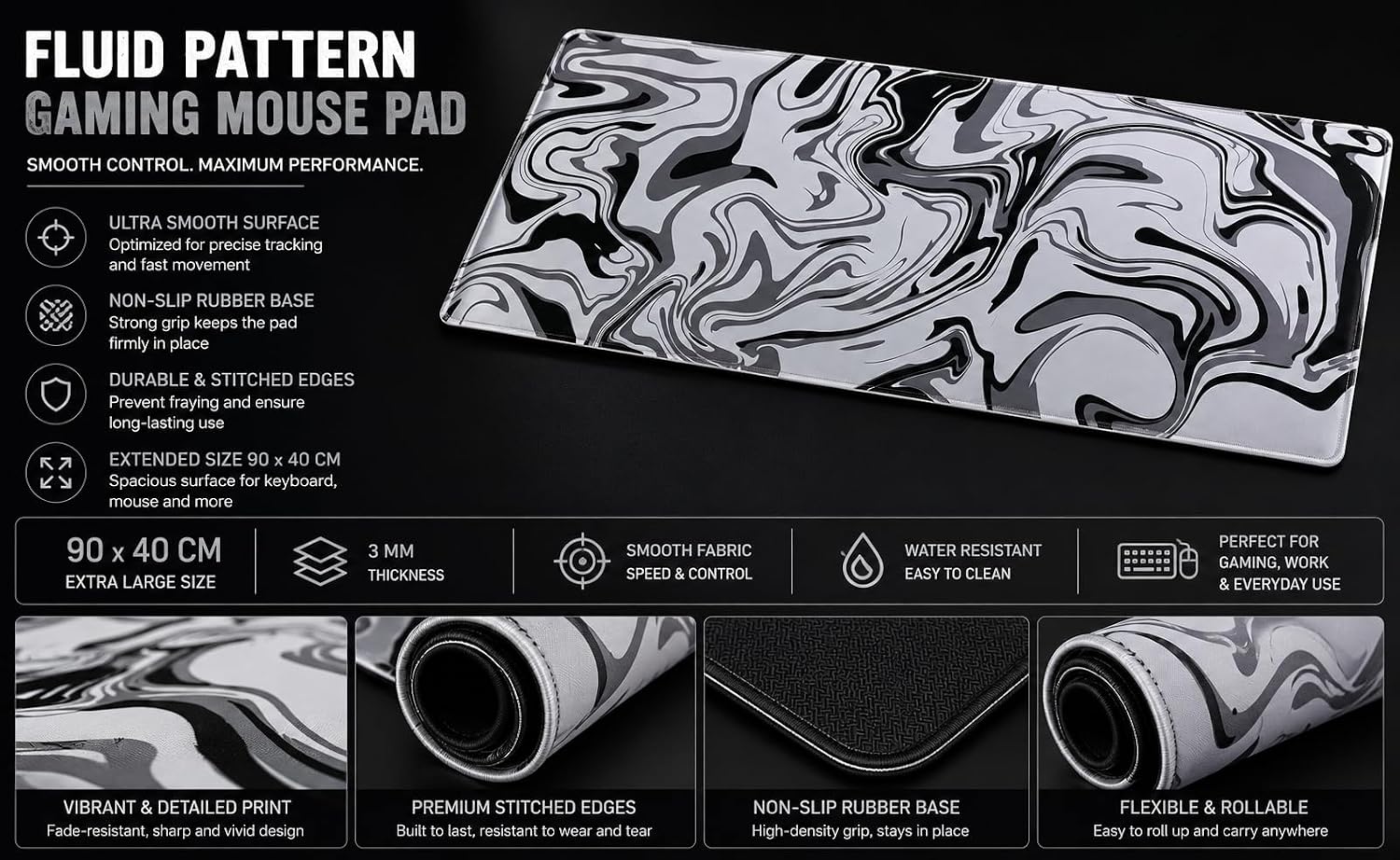 Large XL Mouse Pad Desk Mat 90x90 cm - AHW Store