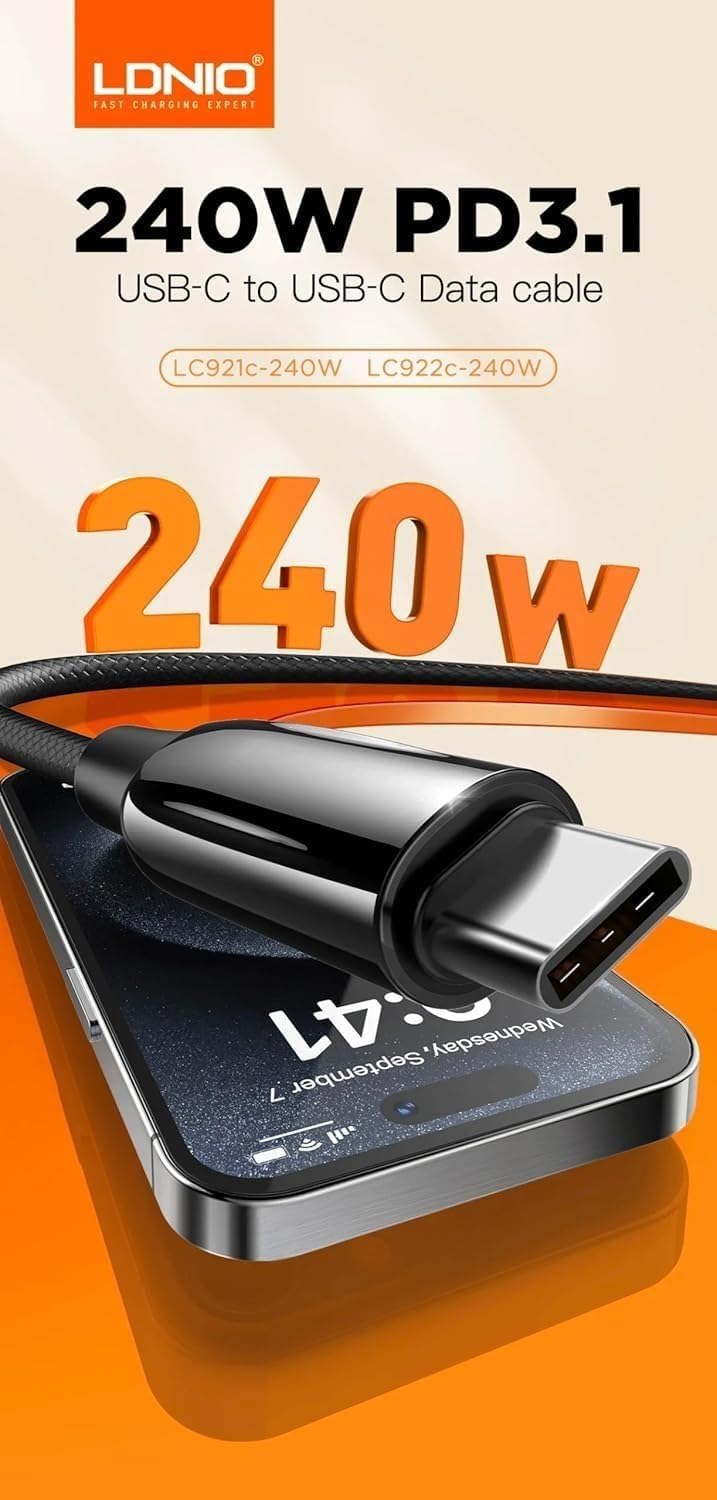 LDNIO 240W USB-C to USB-C Cable 1m - AHW Store