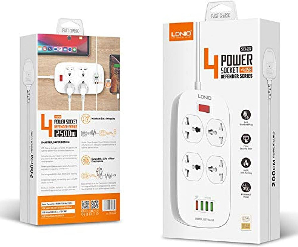 LDNIO Defender 4-Outlet Power Strip with 4 USB - AHW Store