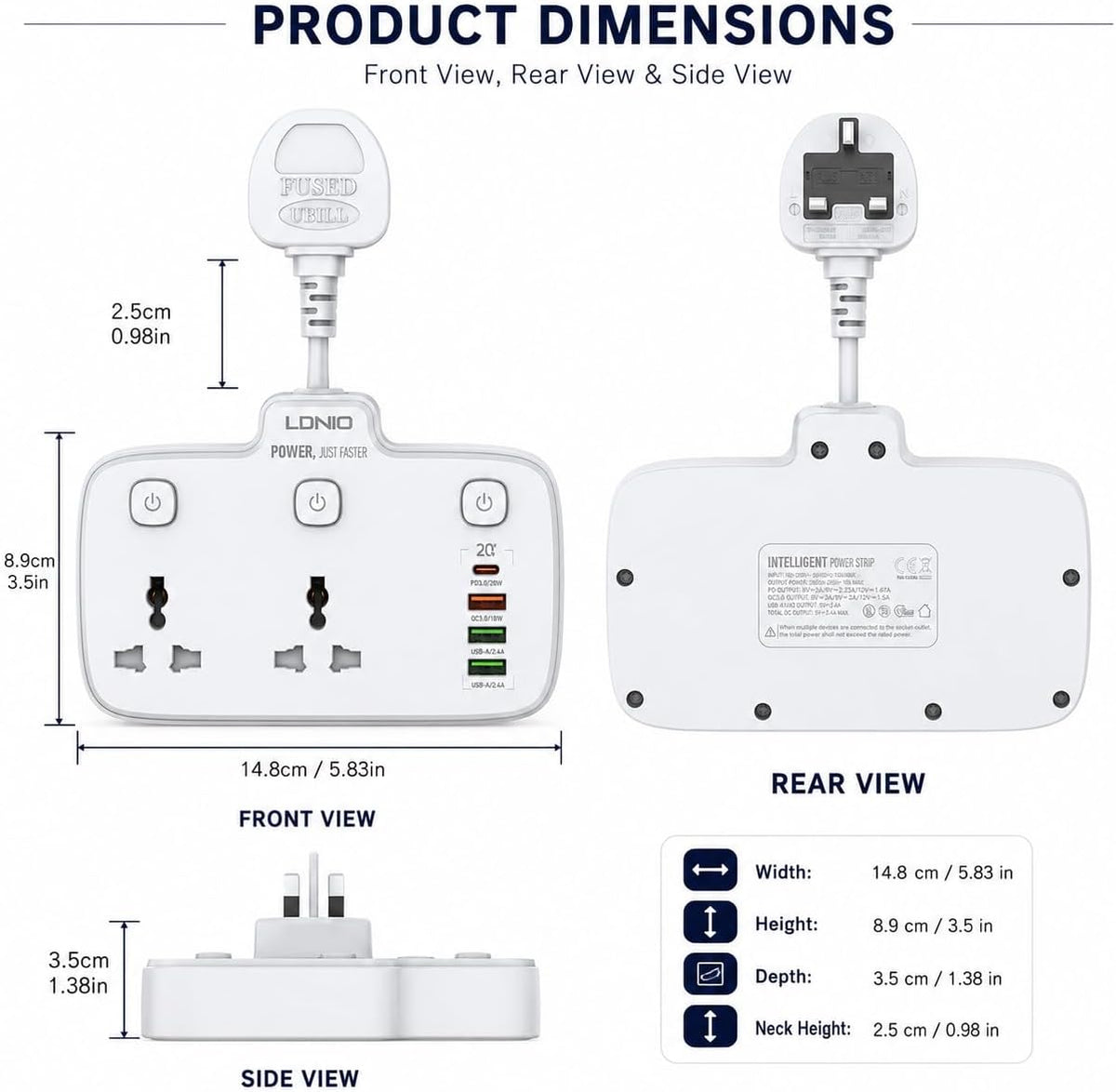 LDNIO SC2413 6-in-1 Power Strip Cube 2AC 4USB White - AHW Store