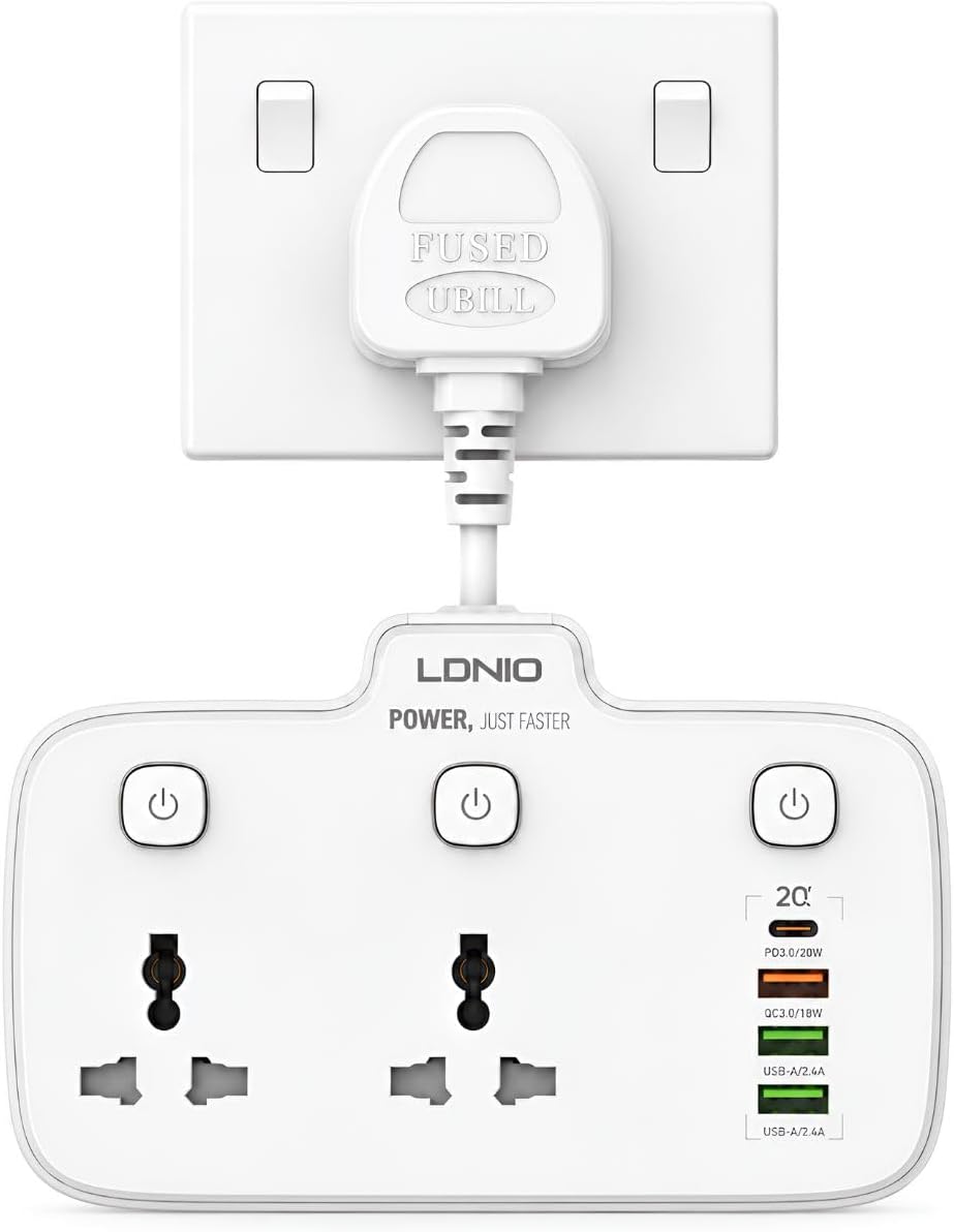 LDNIO SC2413 6-in-1 Power Strip Cube 2AC 4USB White - AHW Store