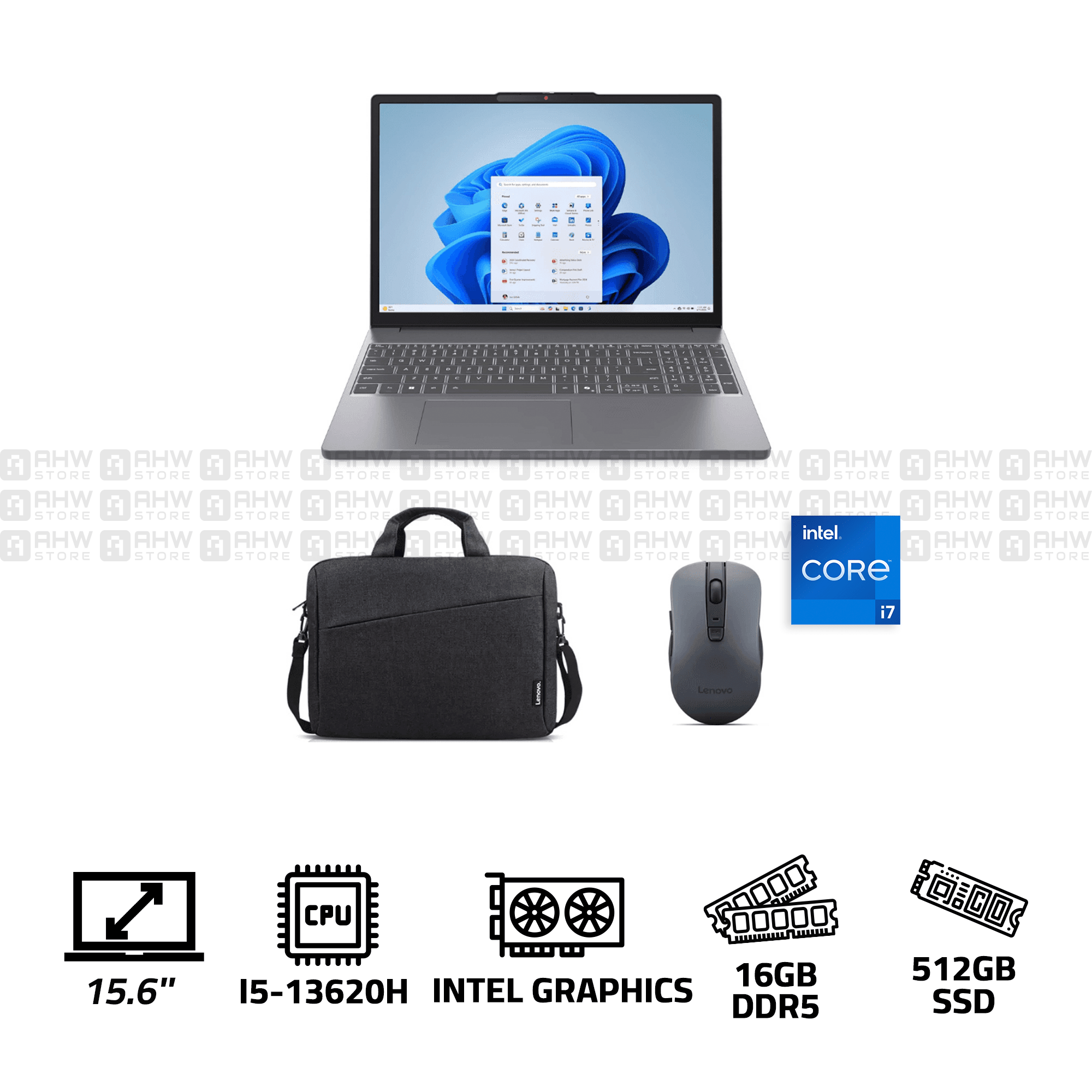 Lenovo IDEAPAD SLIM 3 - CORE I7 - up to 24g - 13620H - 16G DDR5 - 512SSD - INTEL - 15.6 - mouse + BAG + 2 YEARS + WIN 11 - AHW Store