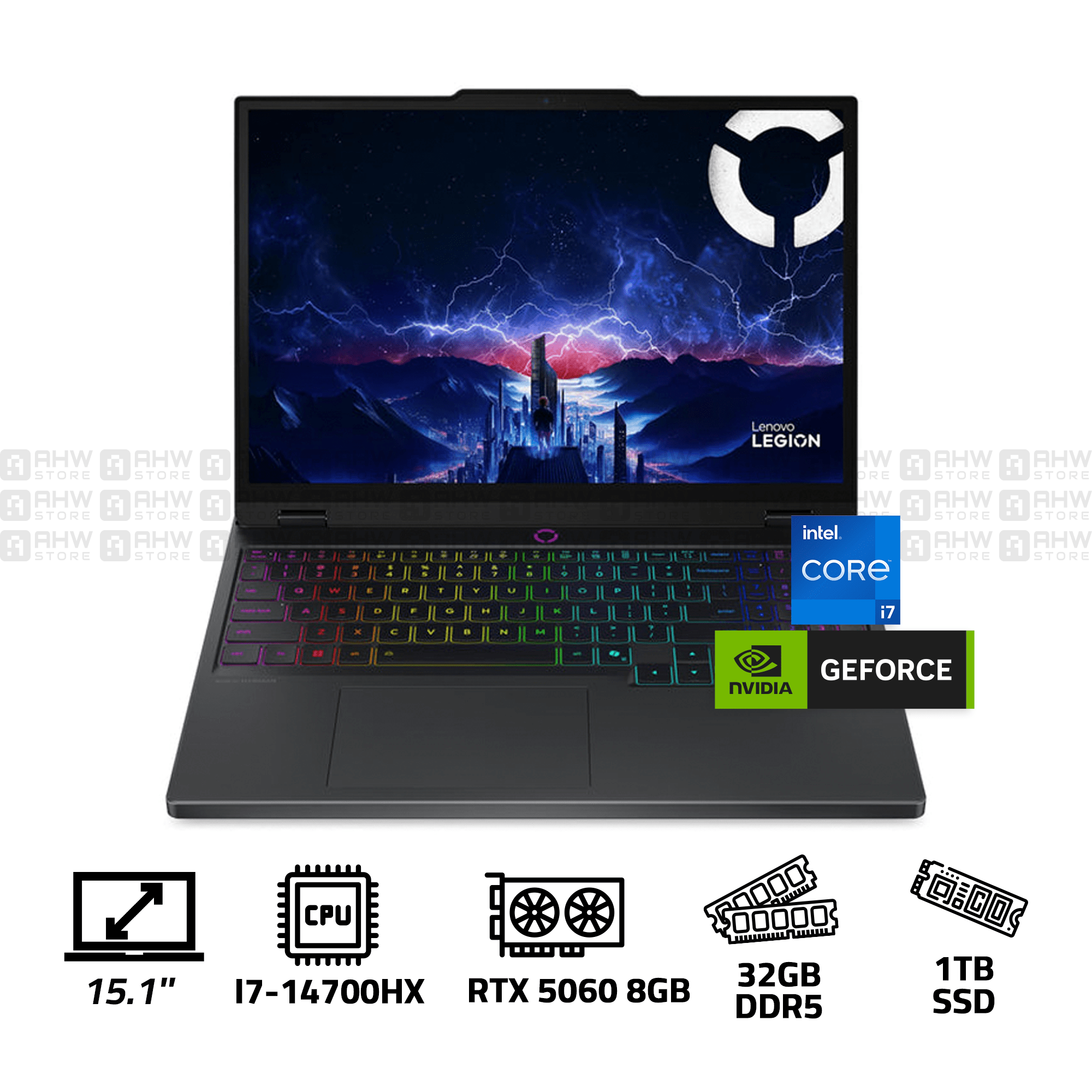 Lenovo Legion 5 Intel Core i7 - 14700HX 20 Core - 32GB DDR5 - 1T SSD - RTX 5060 8GB - 15.1" WQXGA (2560x1600) OLED 1000nits 165Hz - 2Y - AHW Store