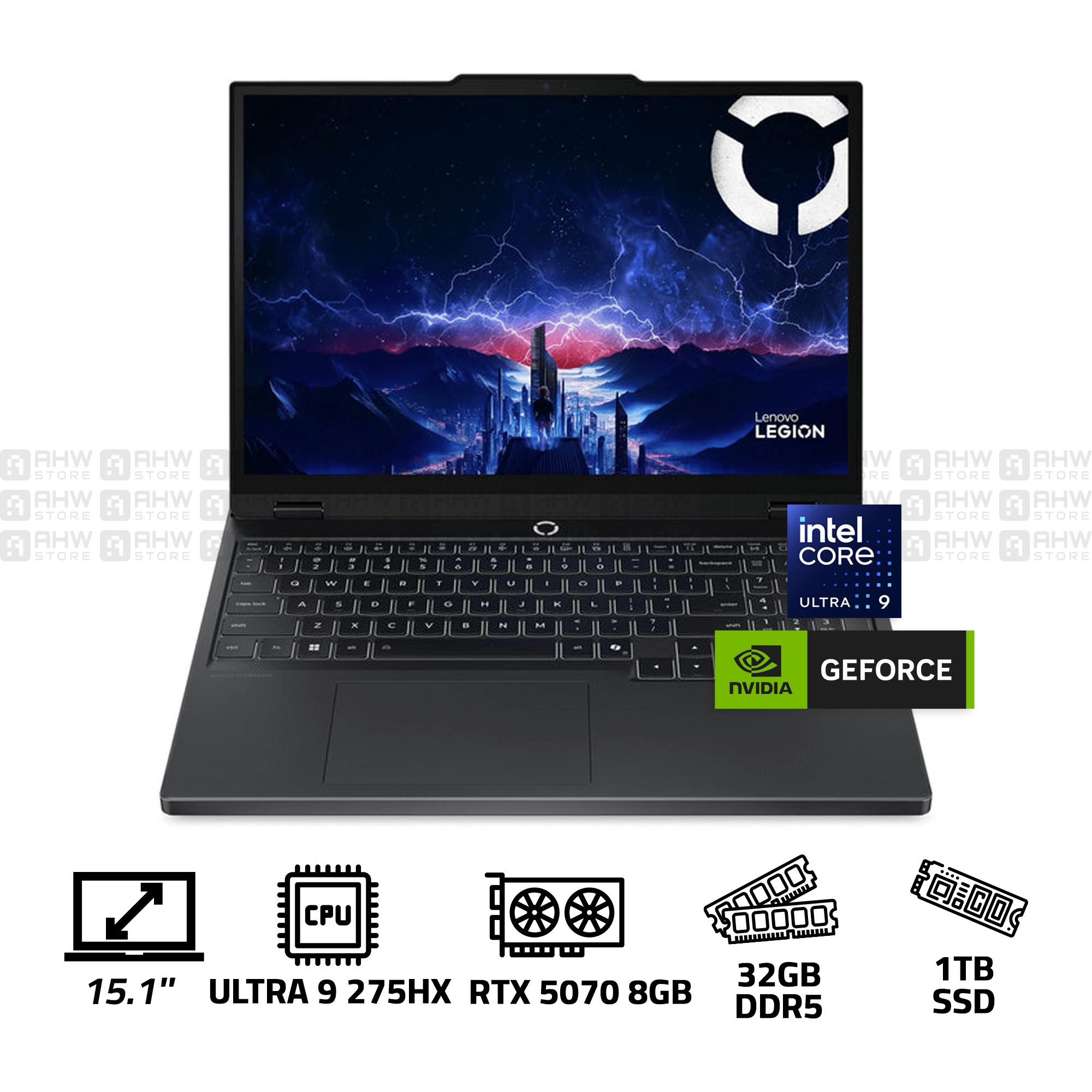Lenovo Legion 5 Intel Core Ultra 9 275HX 24 Core - 32GB DDR5 - 1T SSD - RTX 5070 8GB - 15.1" WQXGA (2560x1600) OLED 1000nits 165Hz - 3 years - AHW Store