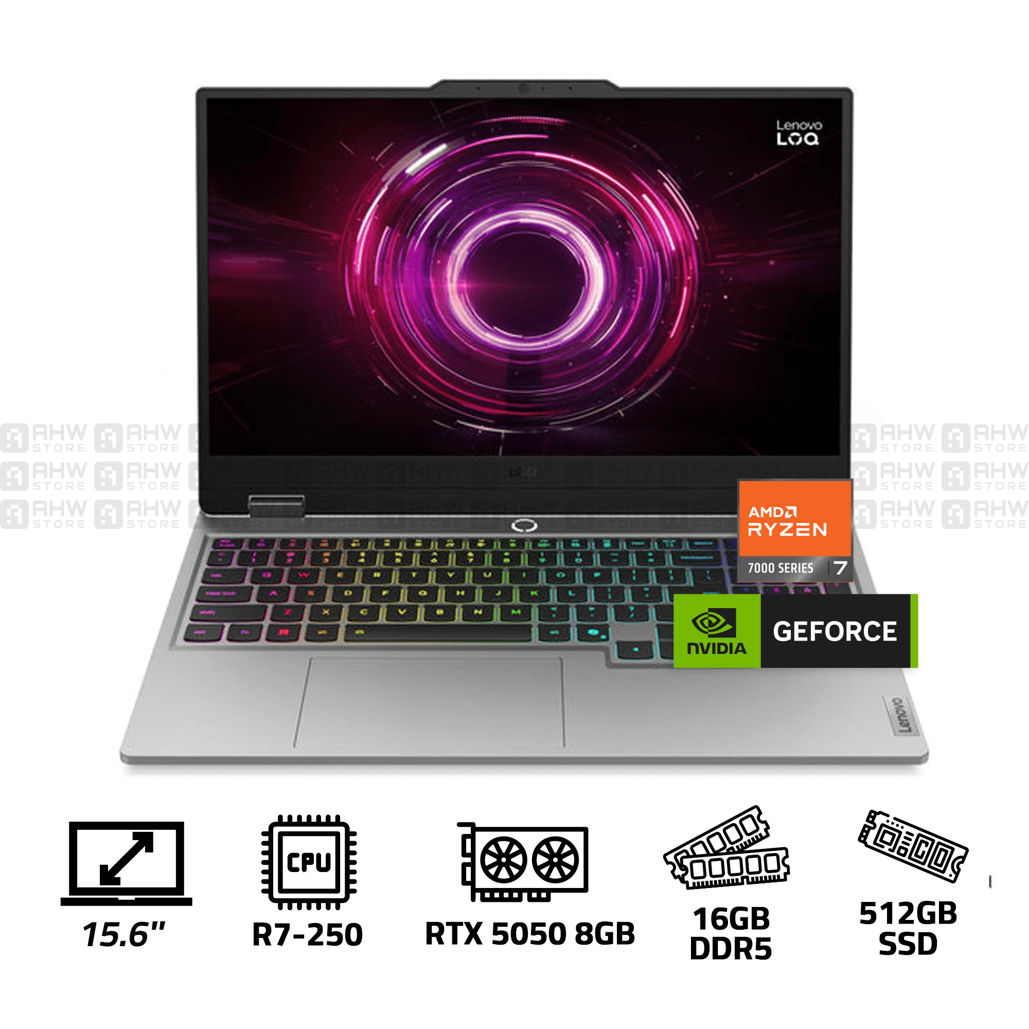 LENOVO LOQ 2BED - RYZEN 7 - 250 - 16G DDR5 \ 512 SSD \ RTX 5050 8GB - 144HZ - 15.6 - 2 YEARS - AHW Store