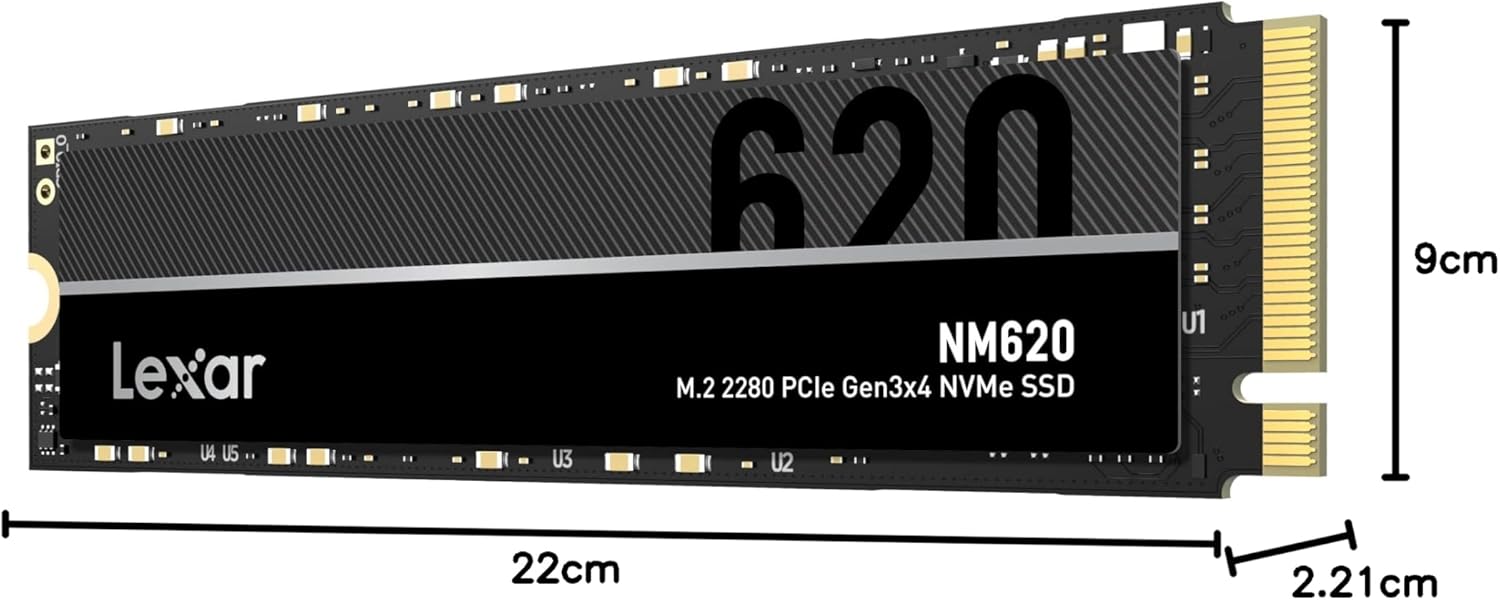 Lexar 256GB NM620 M.2 2280 SSD with PCIe 3G and 4G LTE ports, read speeds up to 3500MB/s, write spee - AHW Store