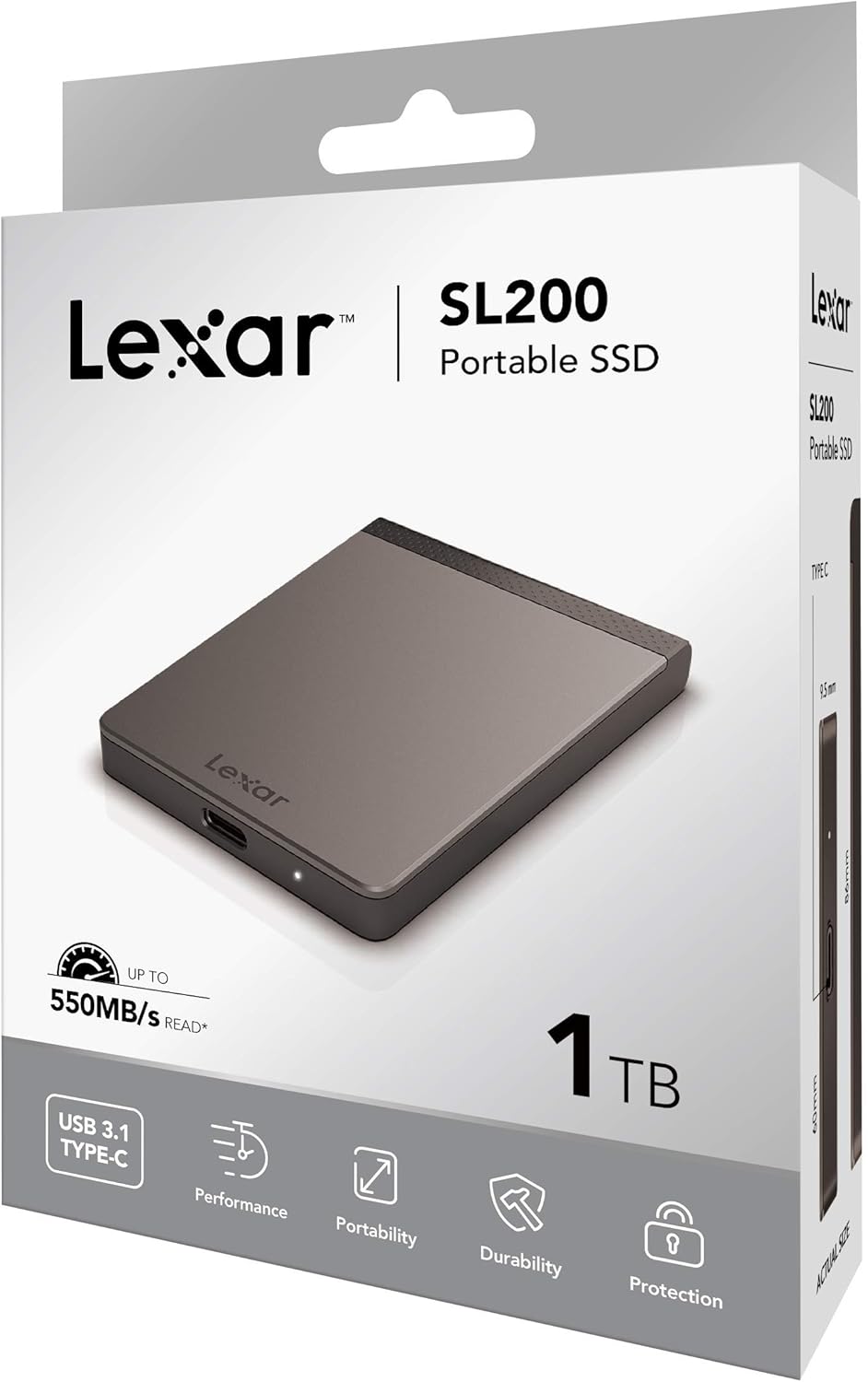 Lexar SL200 1TB Portable SSD, External SSD, Solid State Drive, Up to 550MB/s Read, 400MB/s Write, US - AHW Store