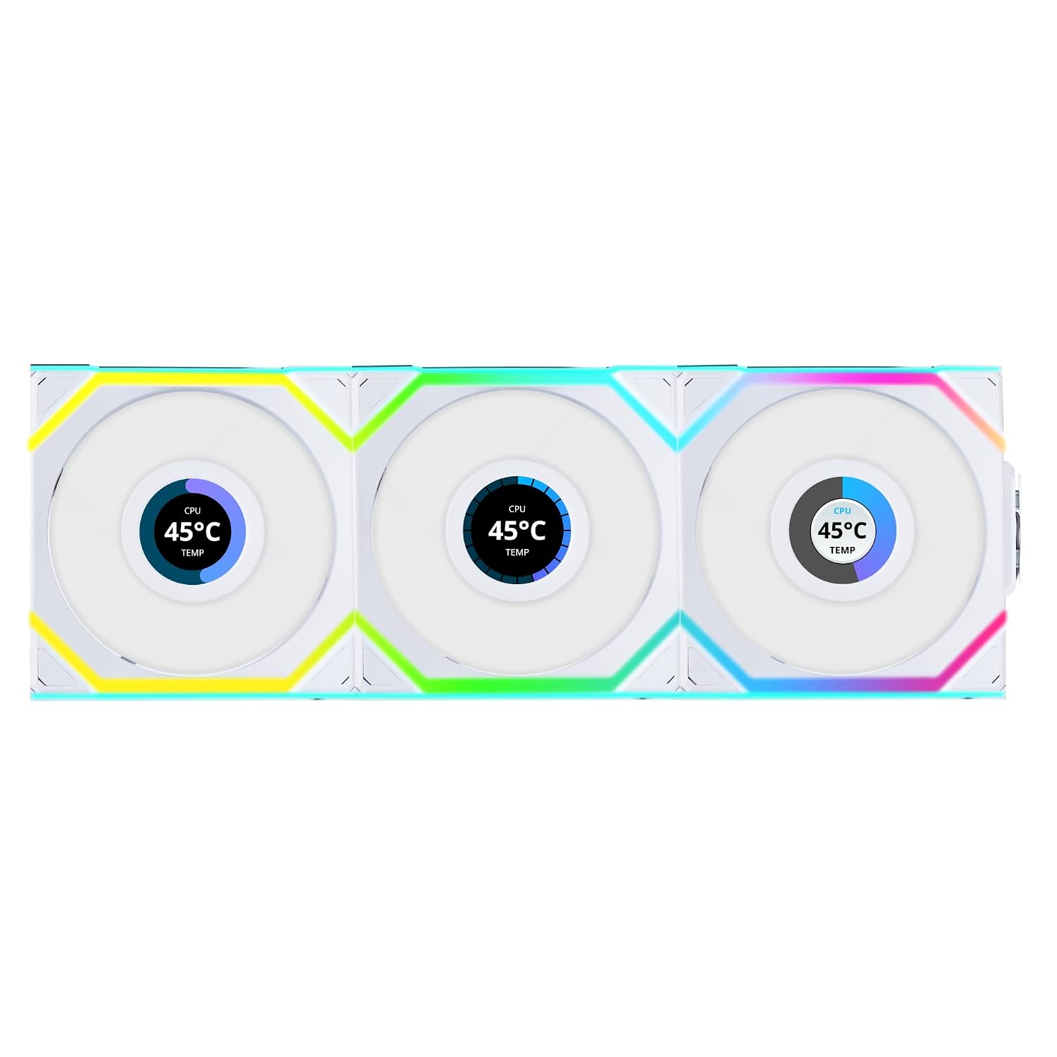 Lian Li UNI Fan SL Wireless LCD 120 Reverse Blade ARGB 3 Fans White With 2.4 GHz Wireless Controller Fan