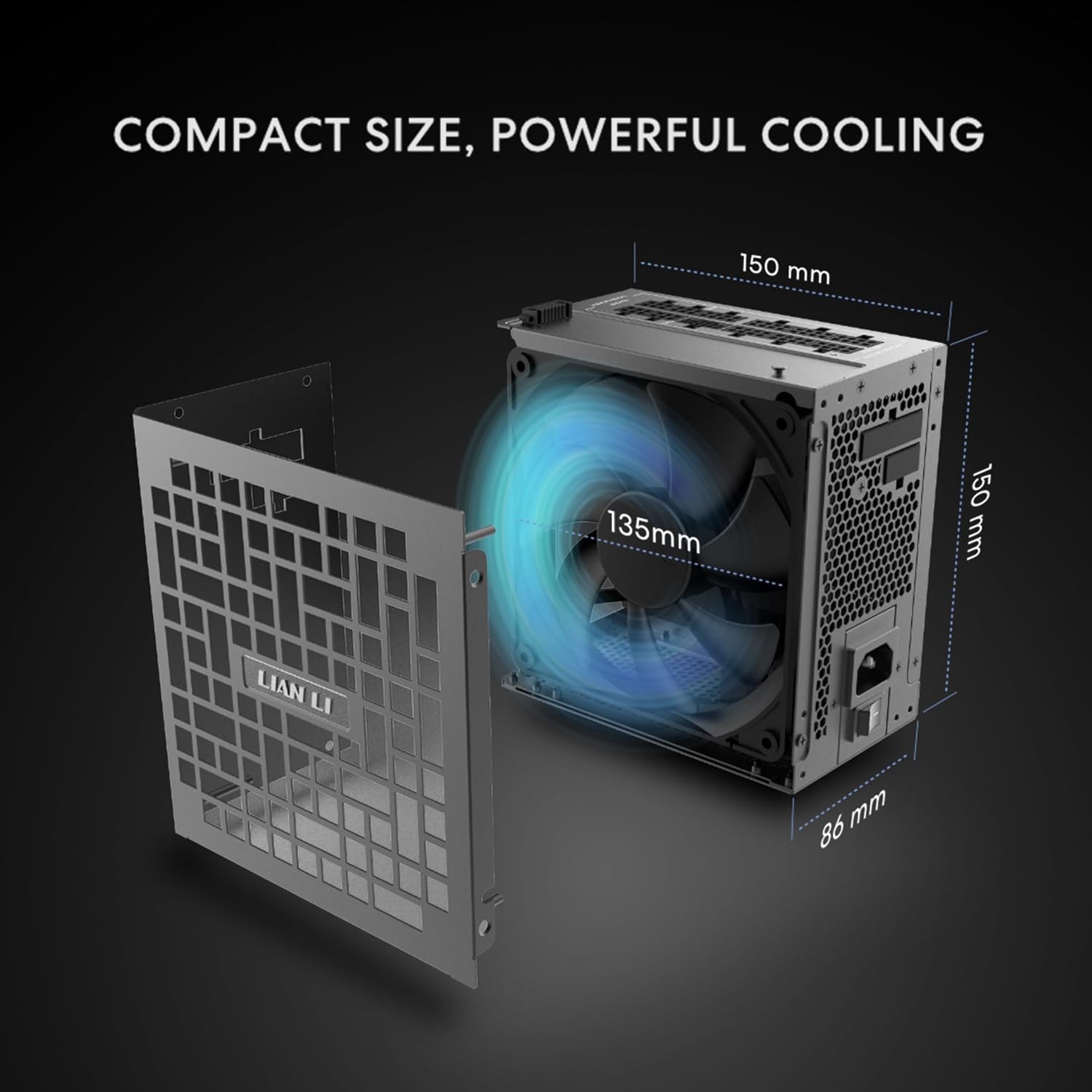 Lian Li RS1000G 1000W 80 Plus Gold Cybenetics Platinum PCIe 5.1 ATX 3.1 Full Modular Power Supply Black