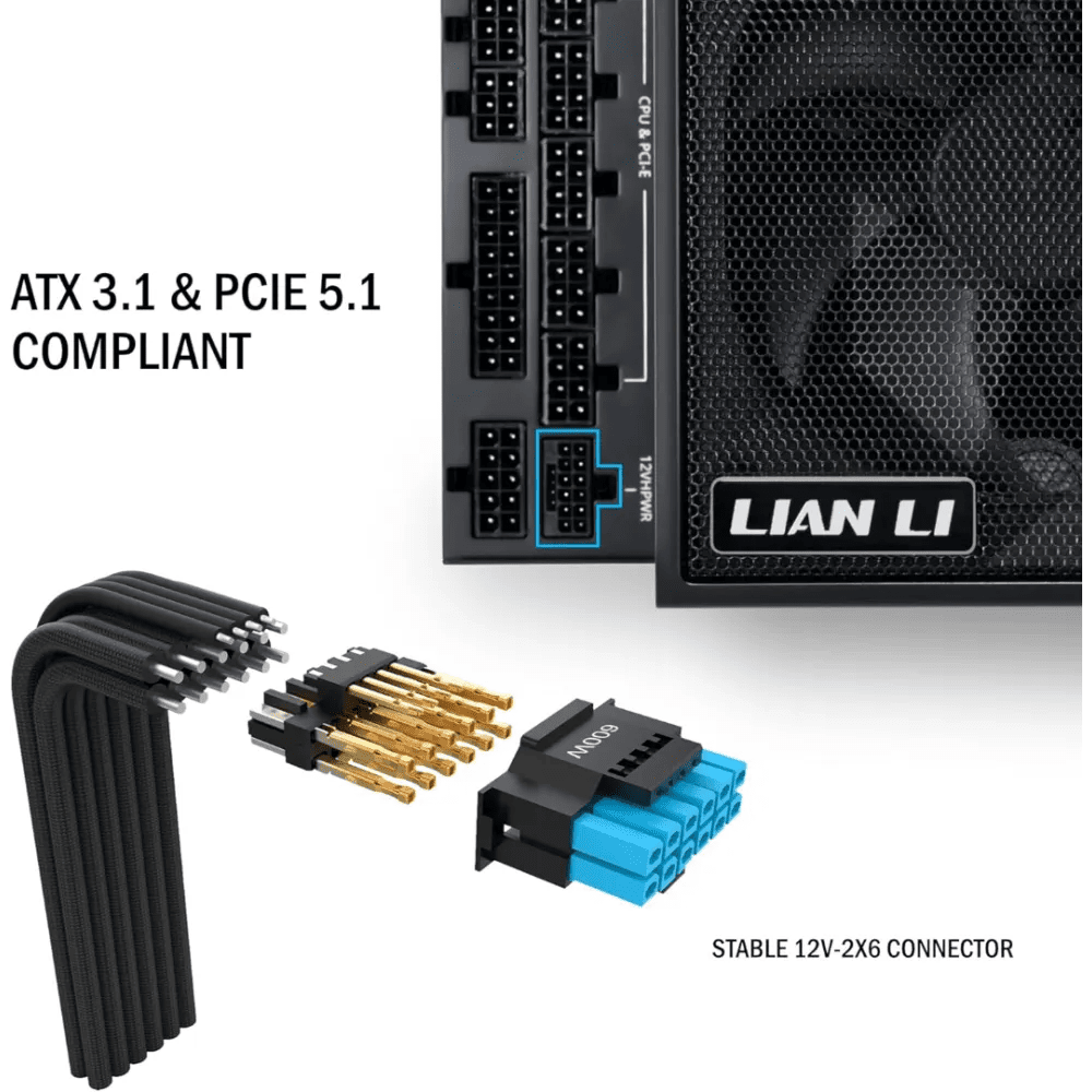 Lian Li Edge EG0850 850W 80 Plus Platinum PCIe 5.1 ATX 3.1 Full Modular Power Supply Black - AHW Store