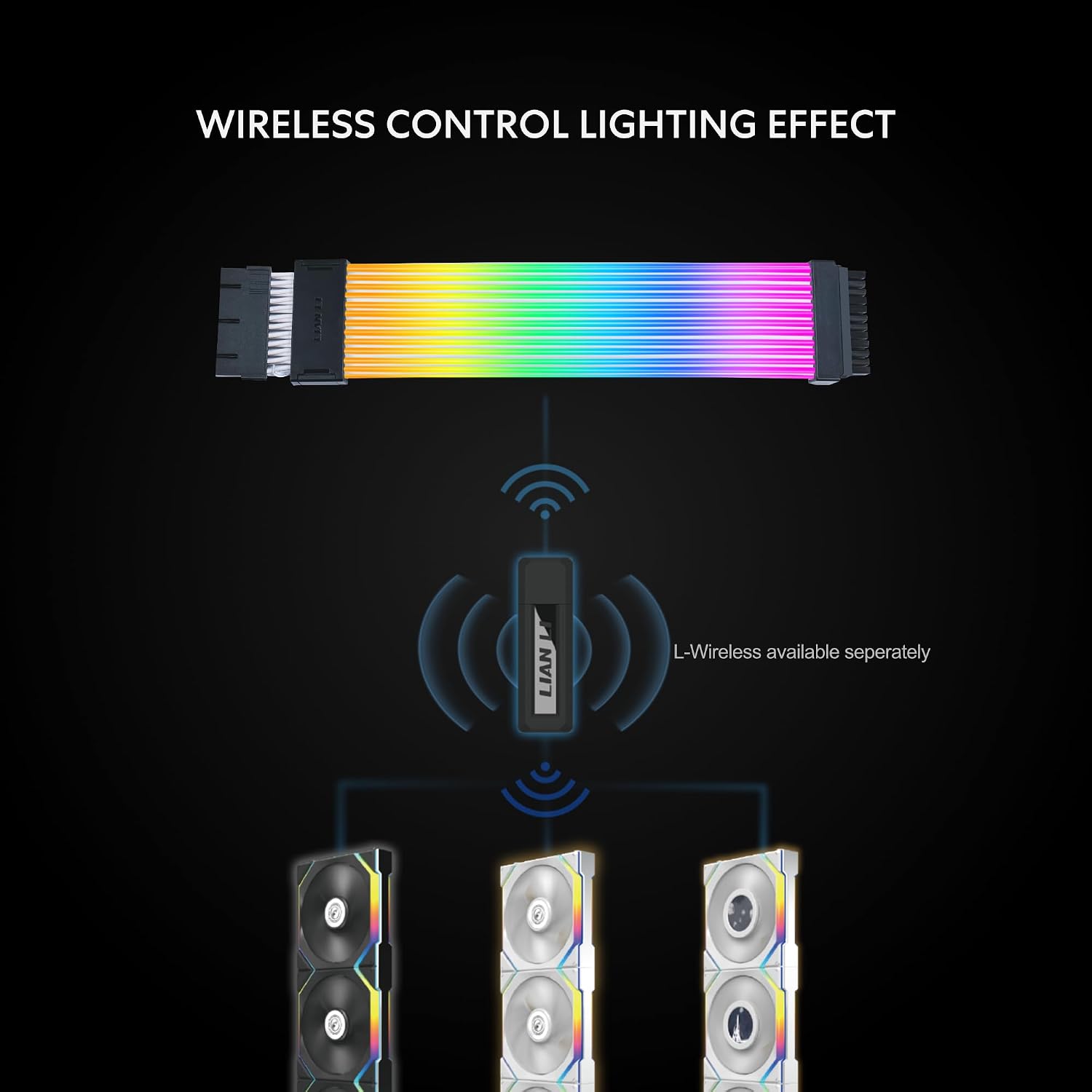 Lian Li Strimer Wireless 24 Pin with 2.4 GHz Wireless Controller ARGB Power Extension Cable - AHW Store