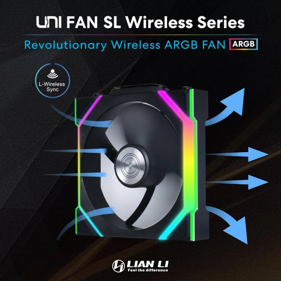 Lian Li UNI Fan SL Wireless 120MM RGB 3 Fans Black With 2.4 GHz Wireless Controller Fan Black - AHW Store