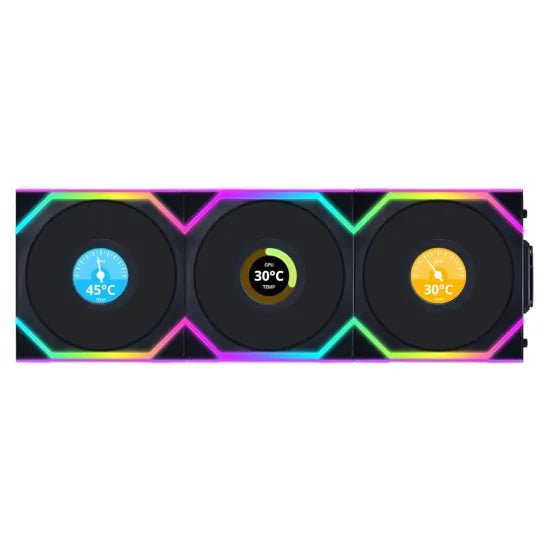 Lian Li UNI Fan SL Wireless LCD 120 Reverse Blade ARGB 3 Fans Black With 2.4 GHz Wireless Controller - AHW Store