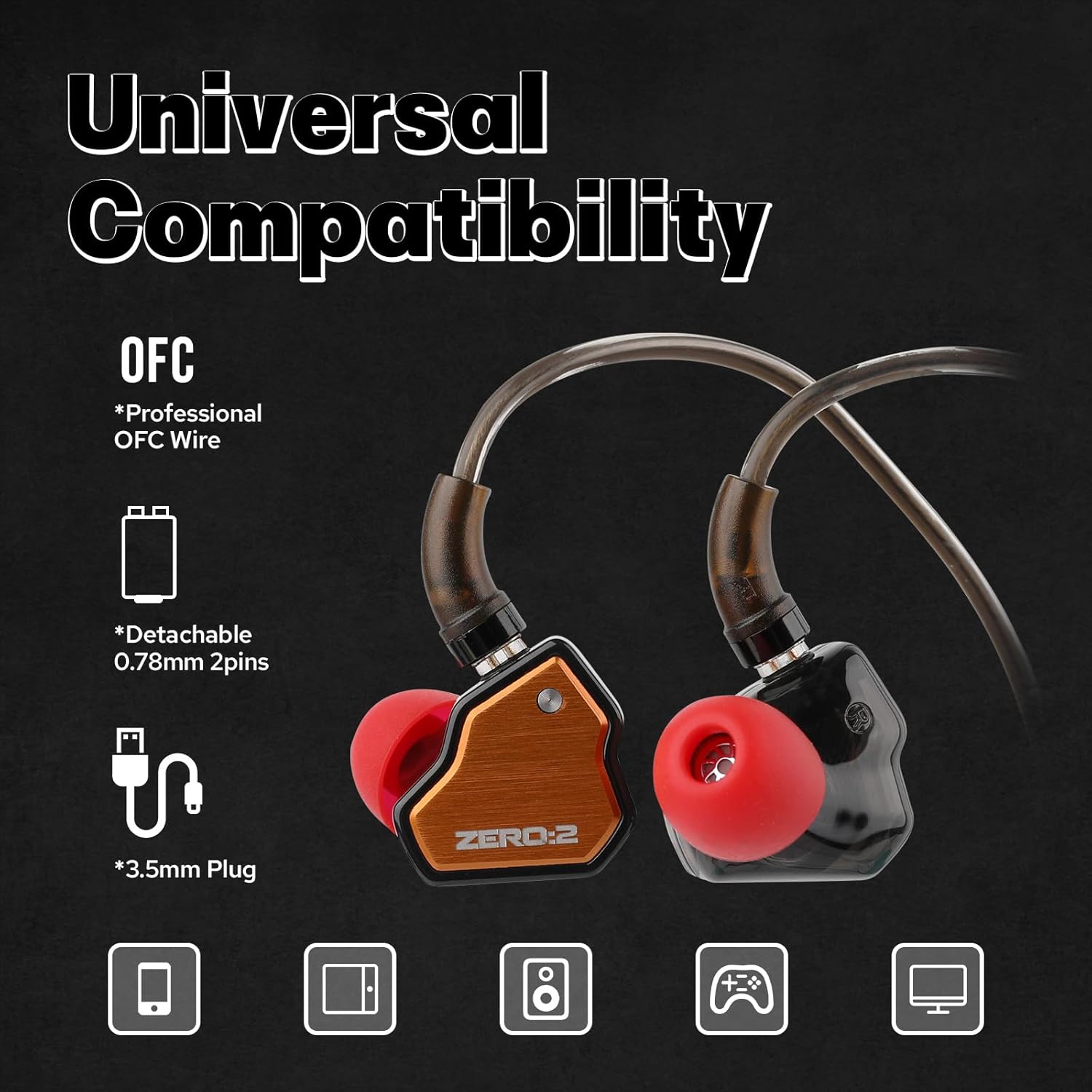 Linsoul 7Hz x Crinacle Zero:2 in Ear Monitor, Updated 10mm Dynamic Driver IEM, Wired Earbuds Earphon - AHW Store