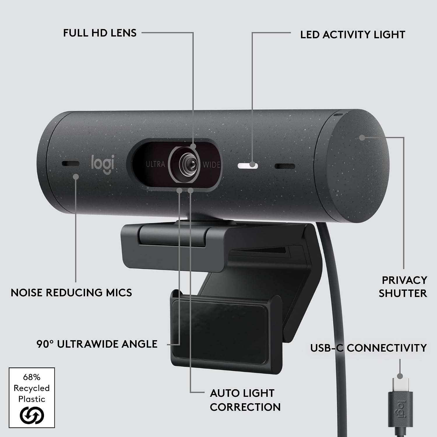 Logitech Brio 500 Full HD Webcam USB-C - AHW Store