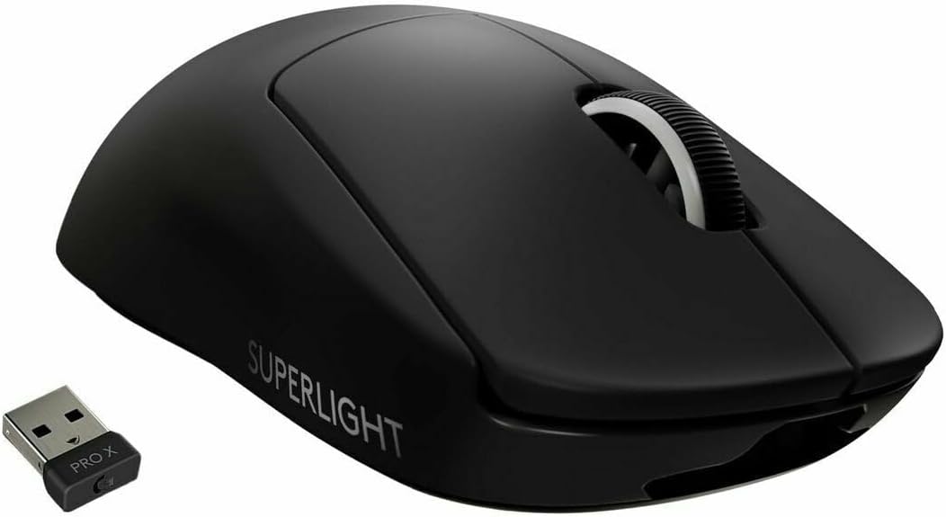 Logitech G PRO X SUPERLIGHT Wireless Gaming Mouse HERO 25K Sensor 63g Ultra Lightweight Esports Design 70 - Hour Battery Life Zero - Additive PTFE Feet PC Mac Compatible - Black - AHW Store