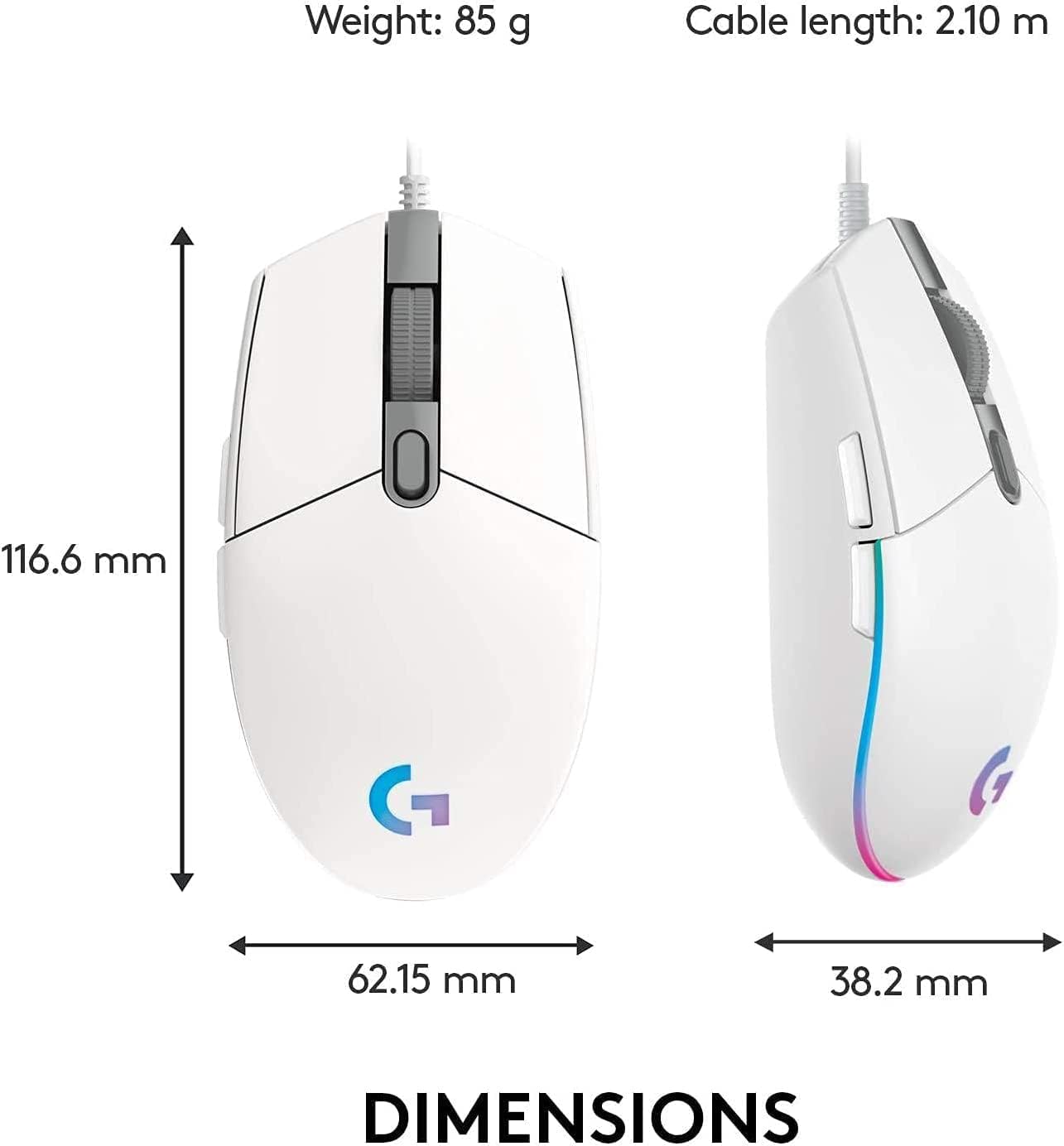Logitech G102 LightSync RGB Gaming Mouse White - AHW Store